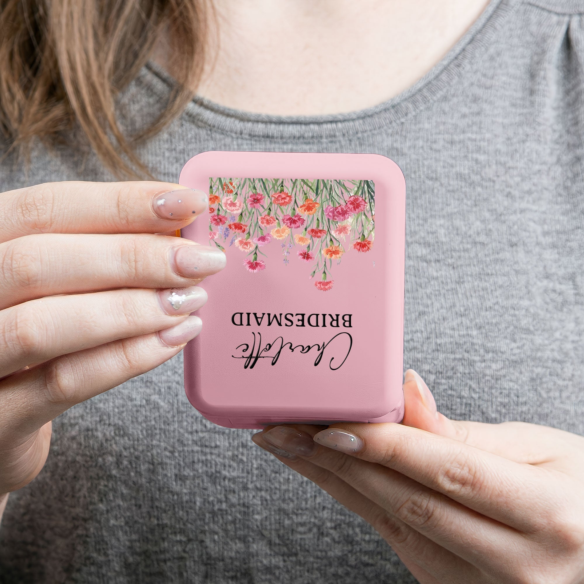 Custom Name & Birth Flower Wedding Gifts For Bridesmaid - Personalized Mirror