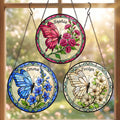 Custom Name & Birth Flowers Butterfly Art - Personalized Window Hanging Suncatcher