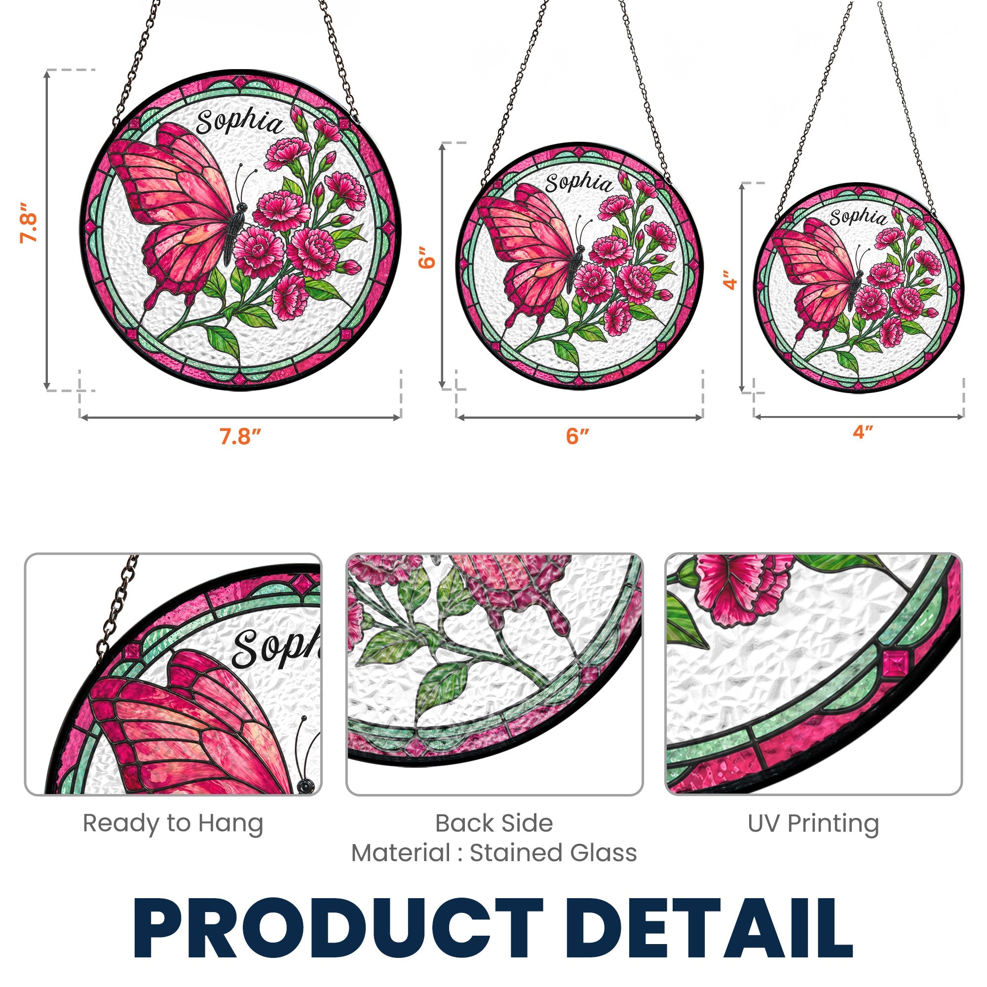 Custom Name & Birth Flowers Butterfly Art - Personalized Window Hanging Suncatcher
