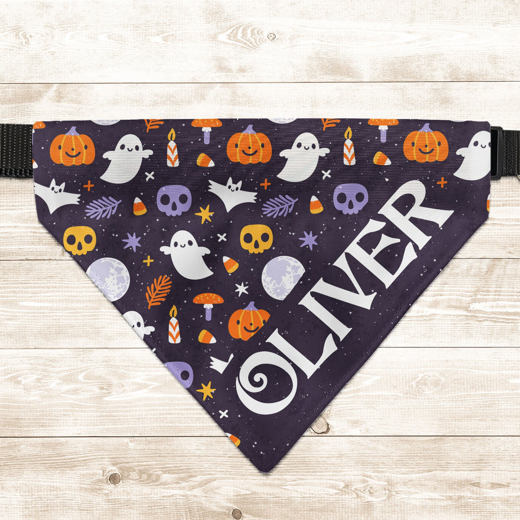 Custom Name Halloween Costume For Pets - Personalized Bandana Collar