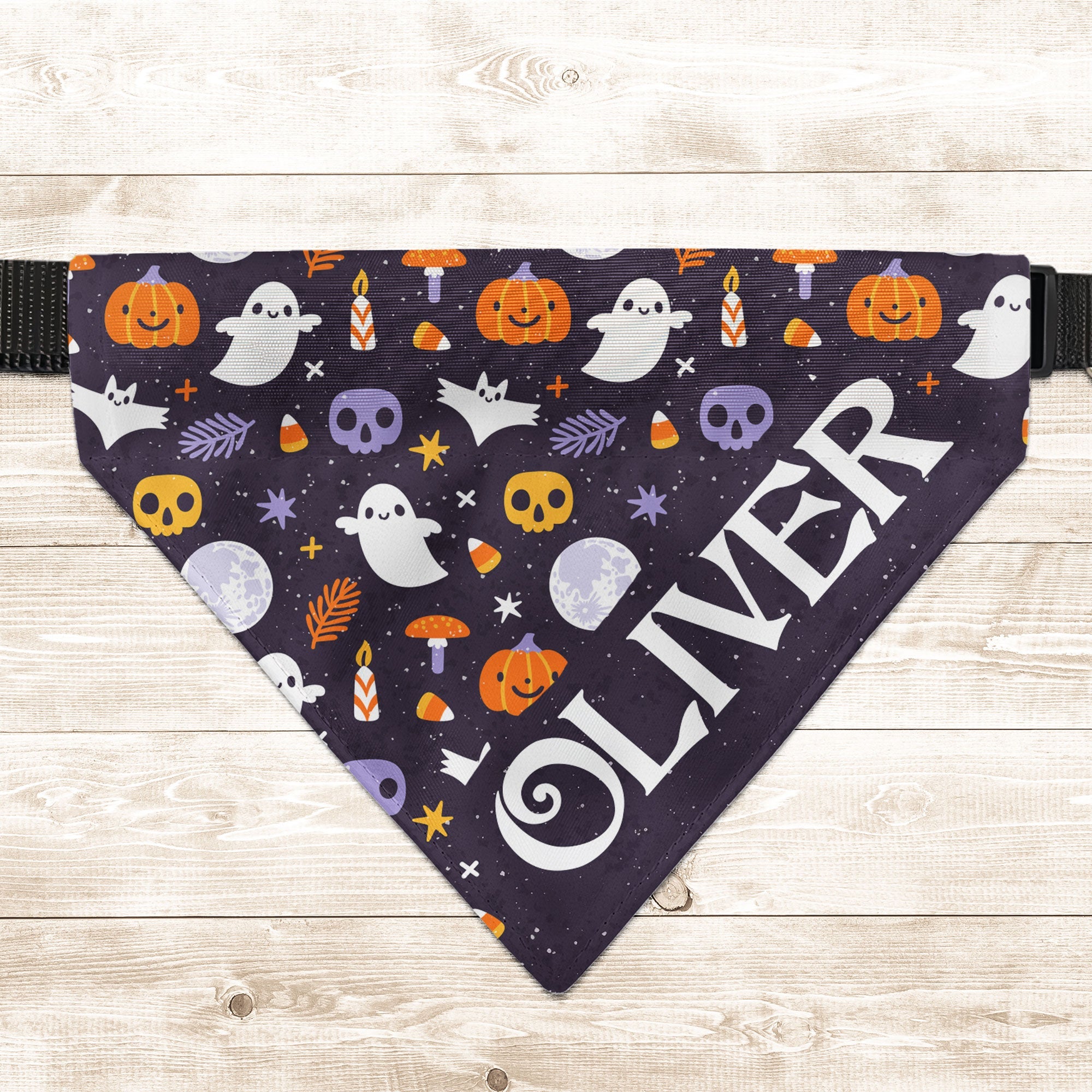 Custom Name Halloween Costume For Pets - Personalized Bandana Collar