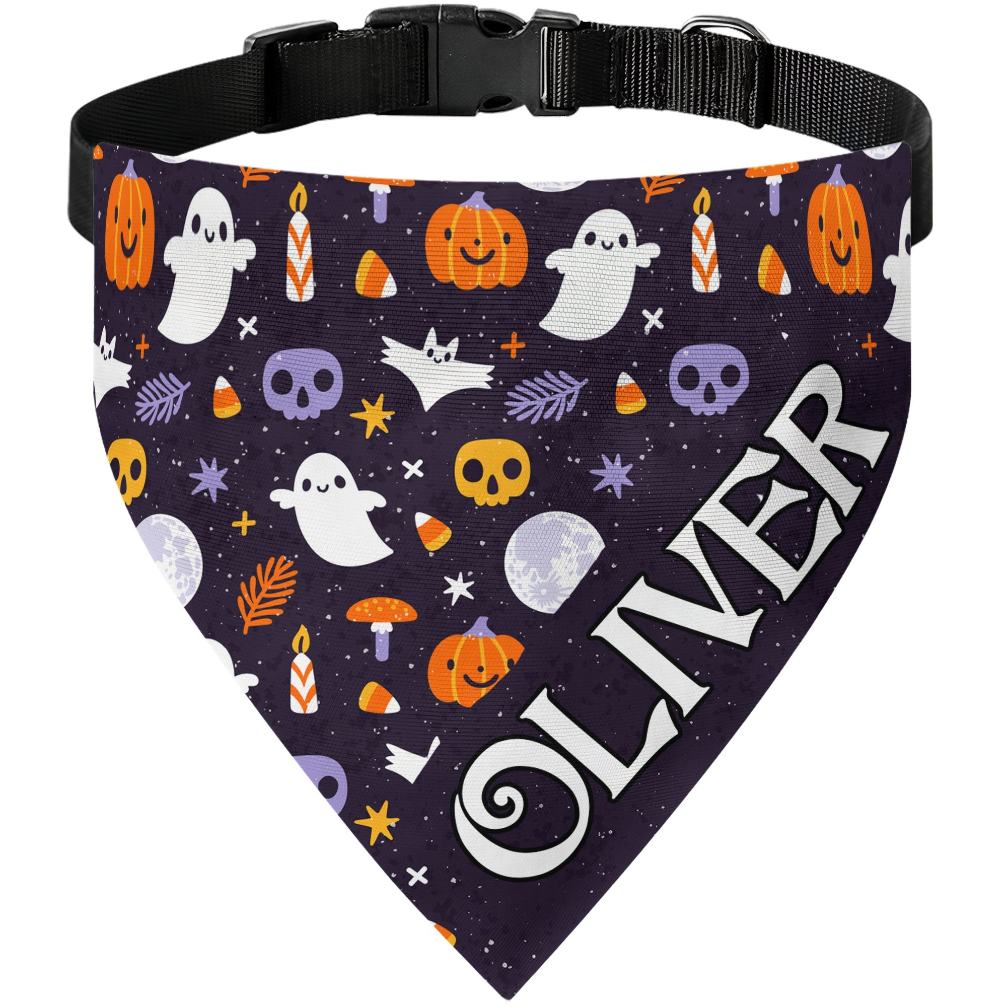 Custom Name Halloween Costume For Pets - Personalized Bandana Collar