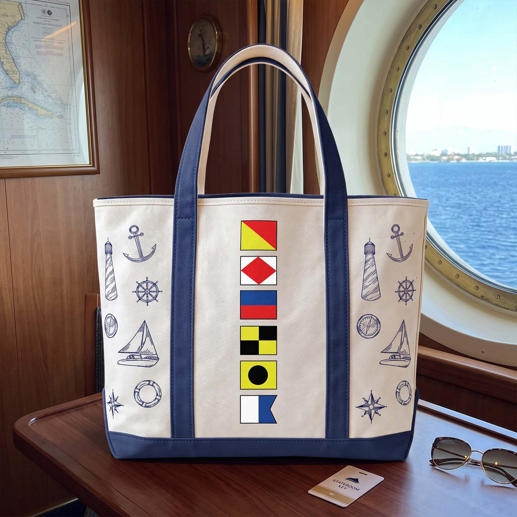 Custom Name In Nautical Flag, Cruise Trip Bestie - Personalized Tote Bag