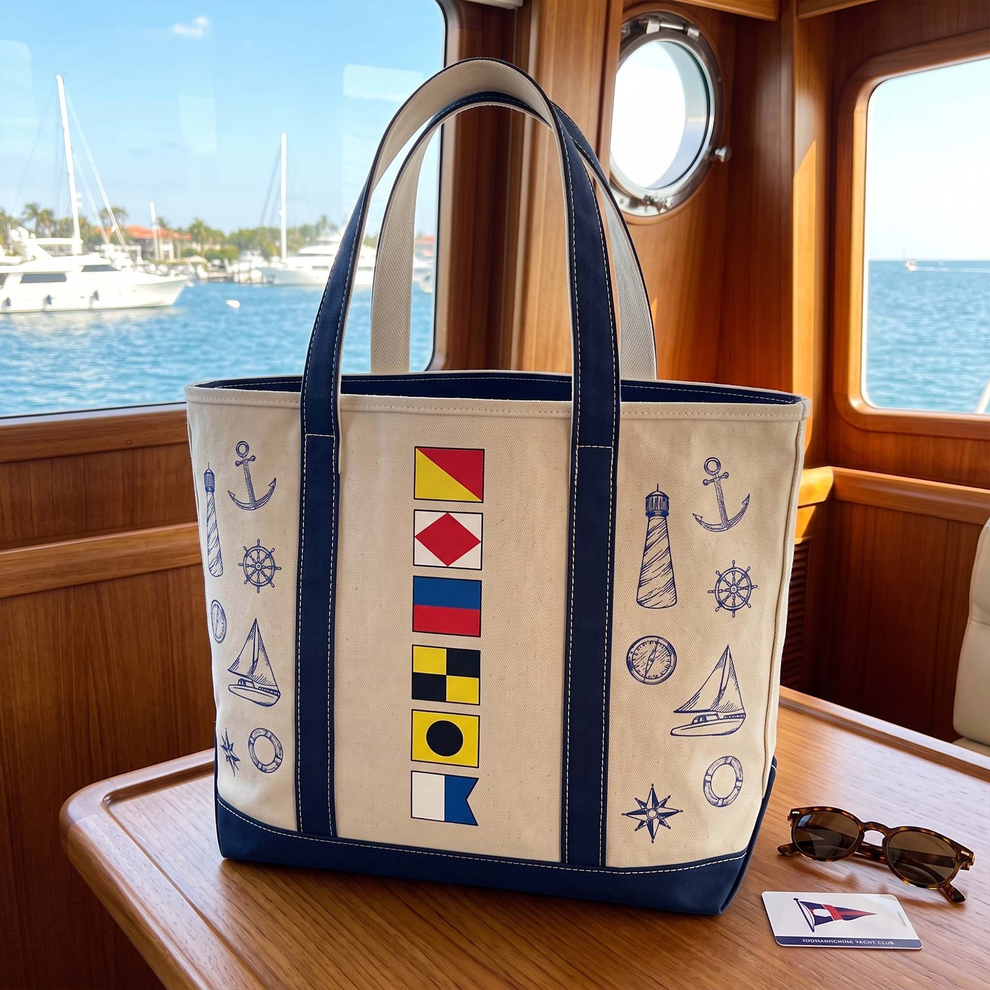 Custom Name In Nautical Flag, Cruise Trip Bestie - Personalized Tote Bag