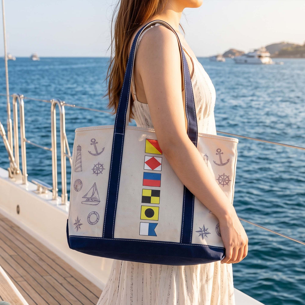 Custom Name In Nautical Flag, Cruise Trip Bestie - Personalized Tote Bag