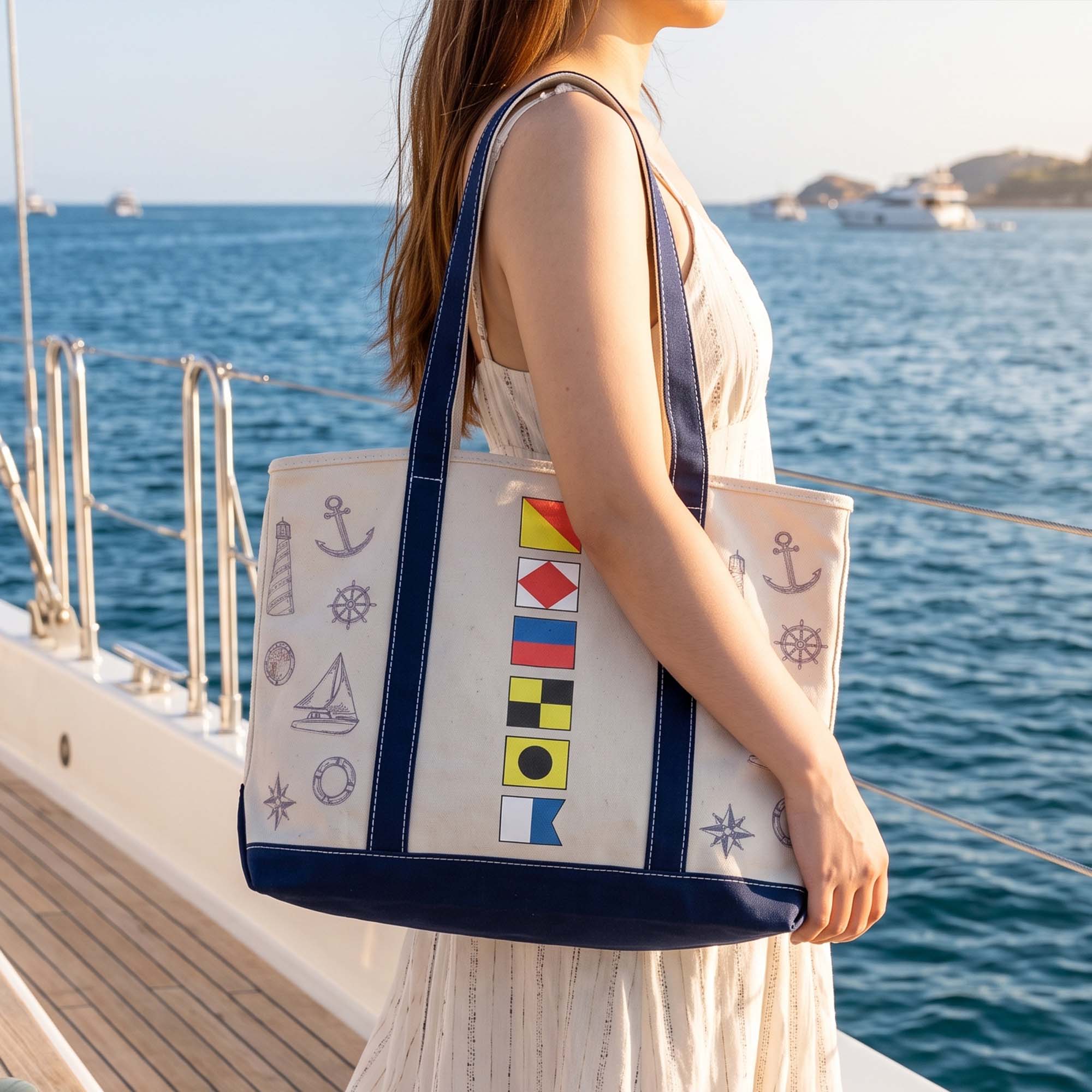 Custom Name In Nautical Flag, Cruise Trip Bestie - Personalized Tote Bag