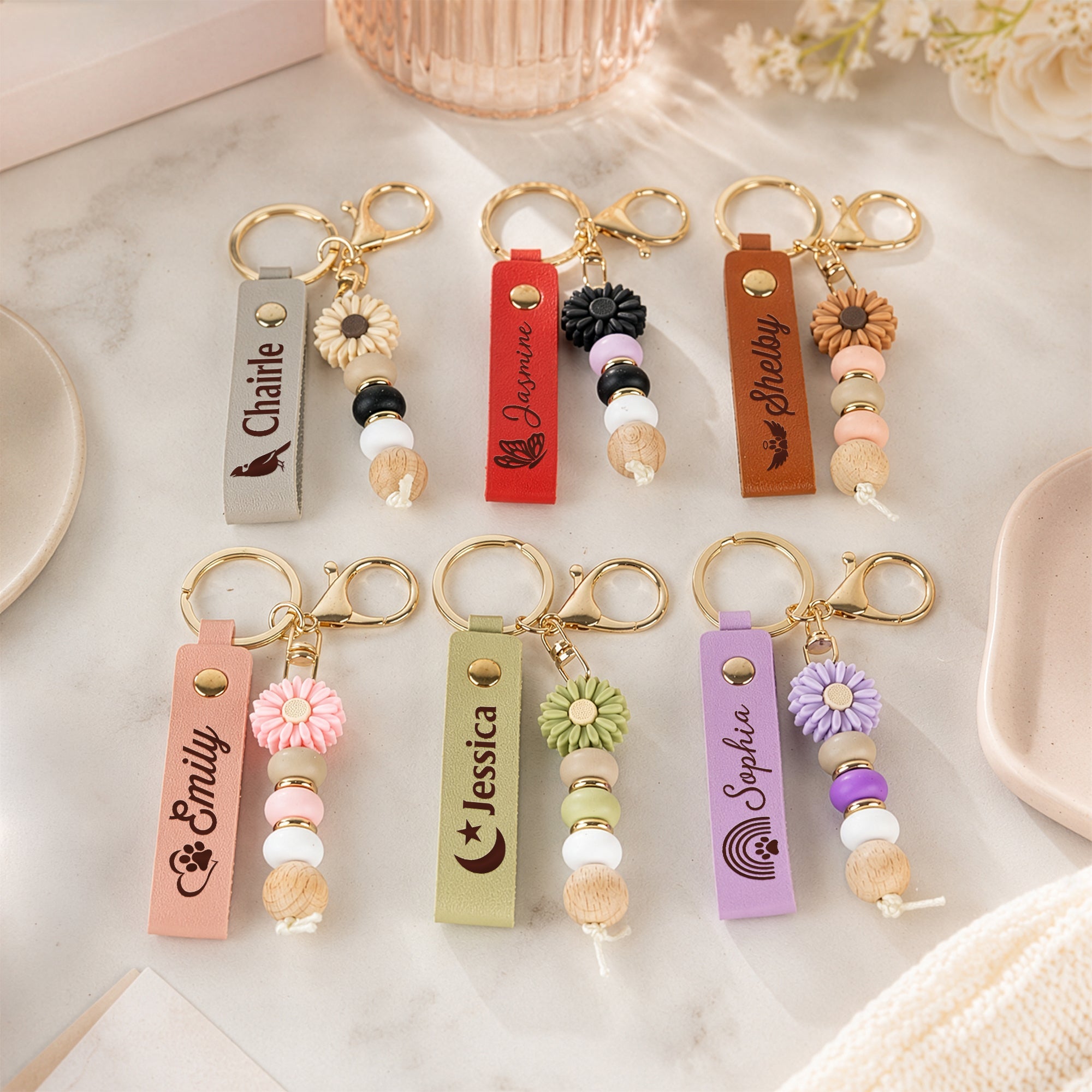Custom Name Keychain Memorial Gifts Loss Of Pet Gifts - Personalized Beaded Keychain