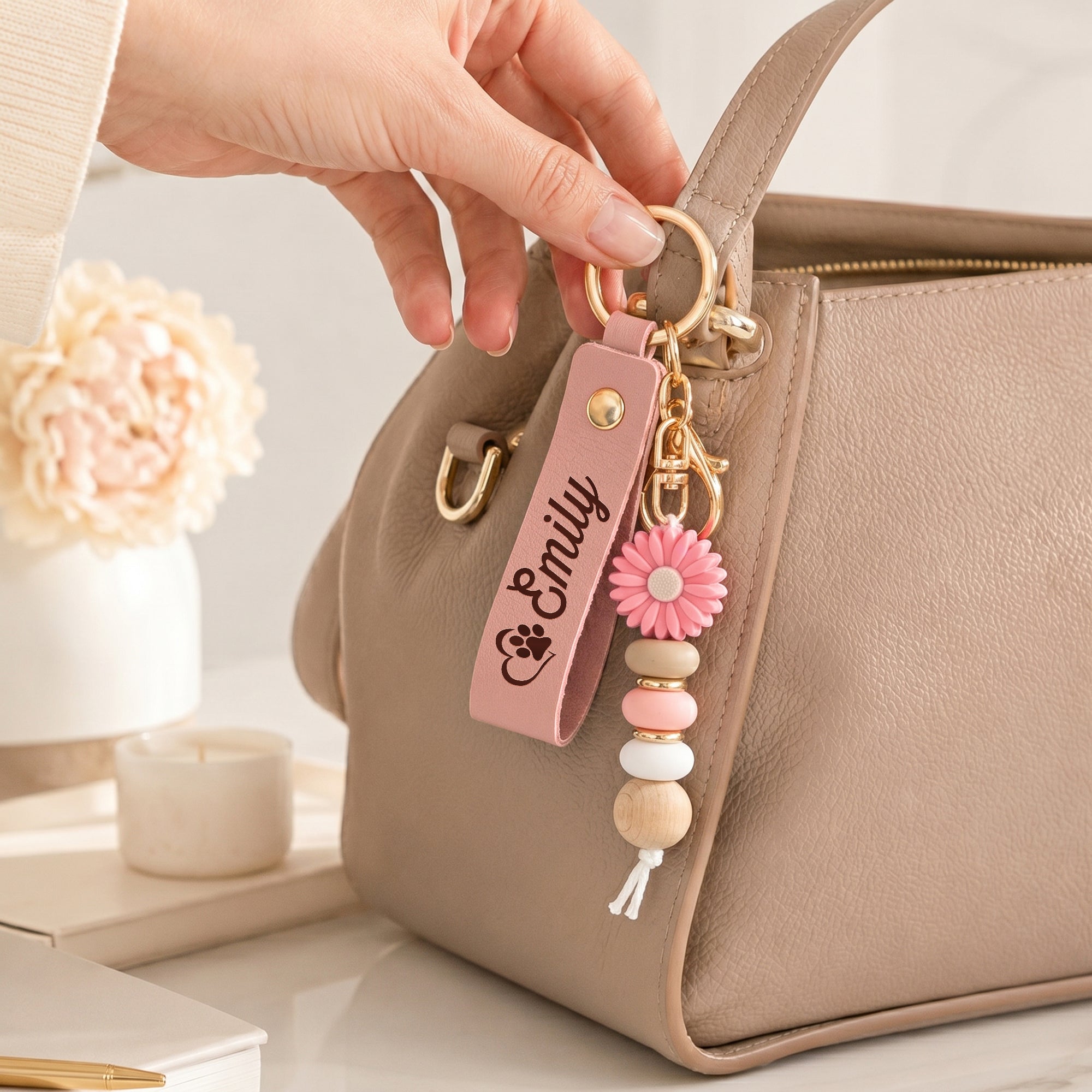 Custom Name Keychain Memorial Gifts Loss Of Pet Gifts - Personalized Beaded Keychain