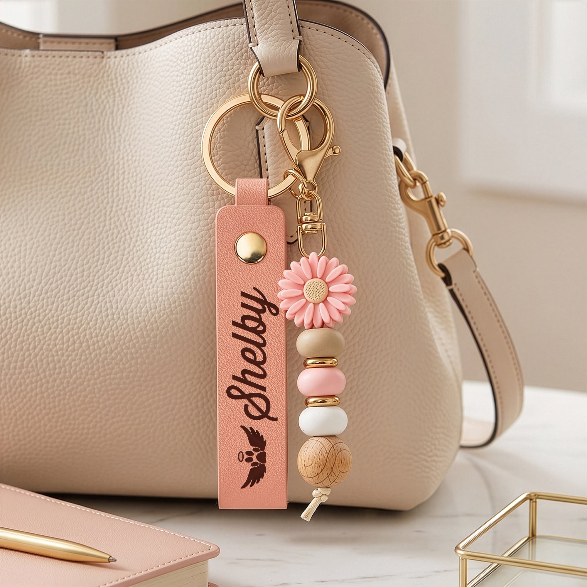 Custom Name Keychain Memorial Gifts Loss Of Pet Gifts - Personalized Beaded Keychain