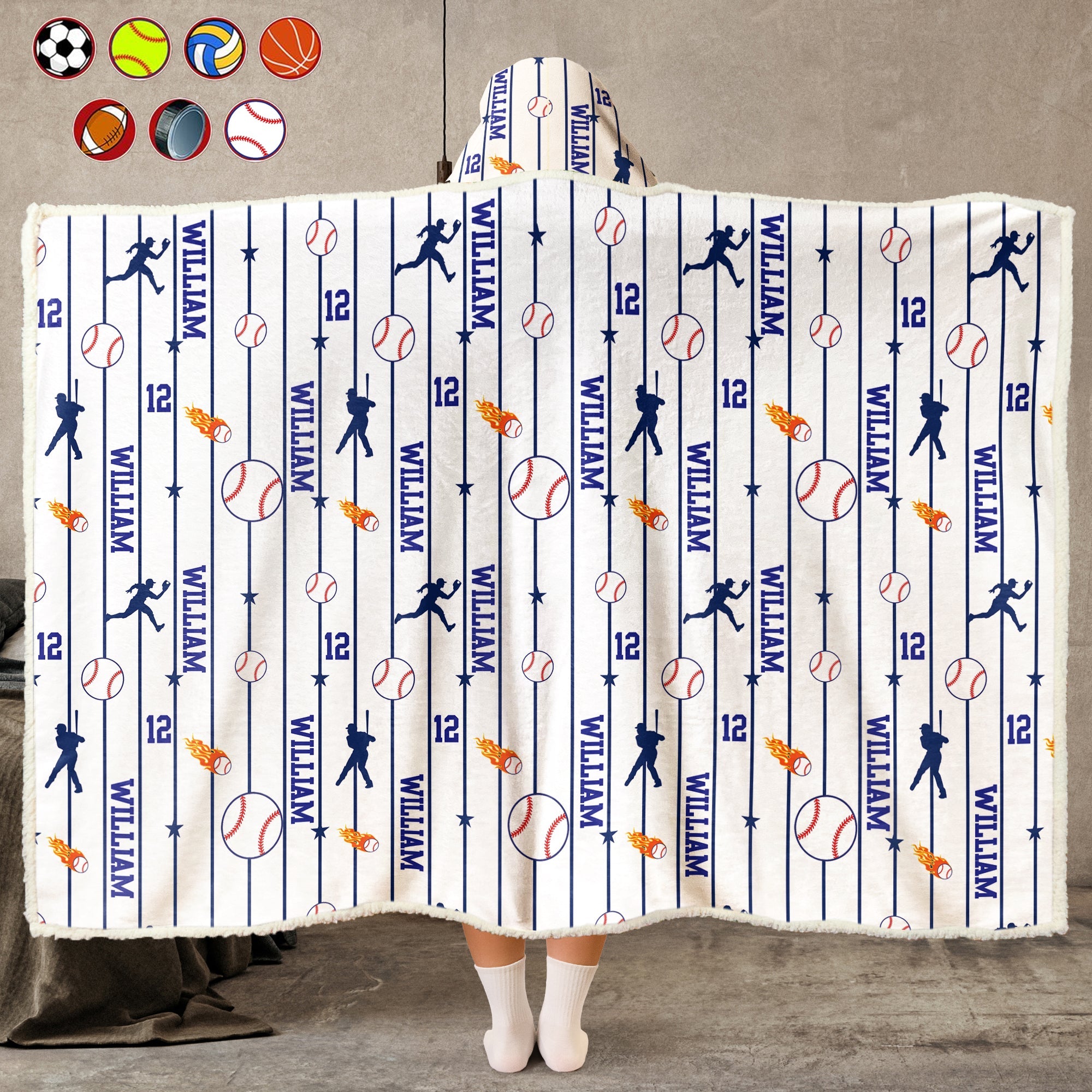 Custom Name & Number For Baseball, Softball, Soccer, Football, Basketball, Hockey Lover - Personalized Blanket