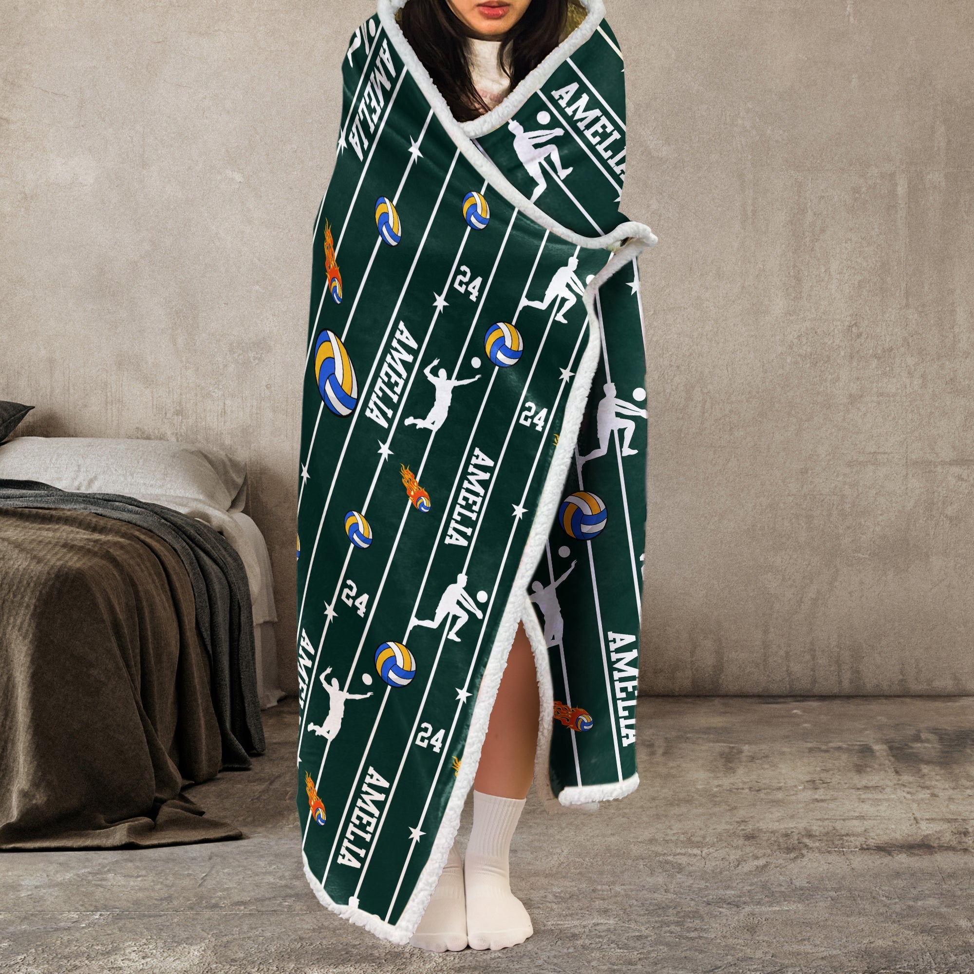 Custom Name & Number For Baseball, Softball, Soccer, Football, Basketball, Hockey Lover - Personalized Blanket