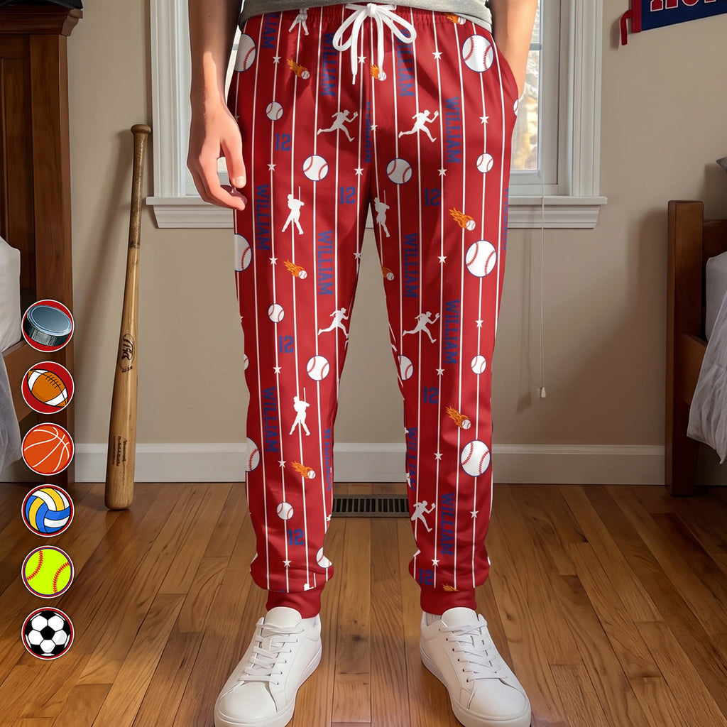 Custom Name & Number For Baseball, Softball, Soccer, Football, Basketball, Hockey Lover - Personalized Sweatpants