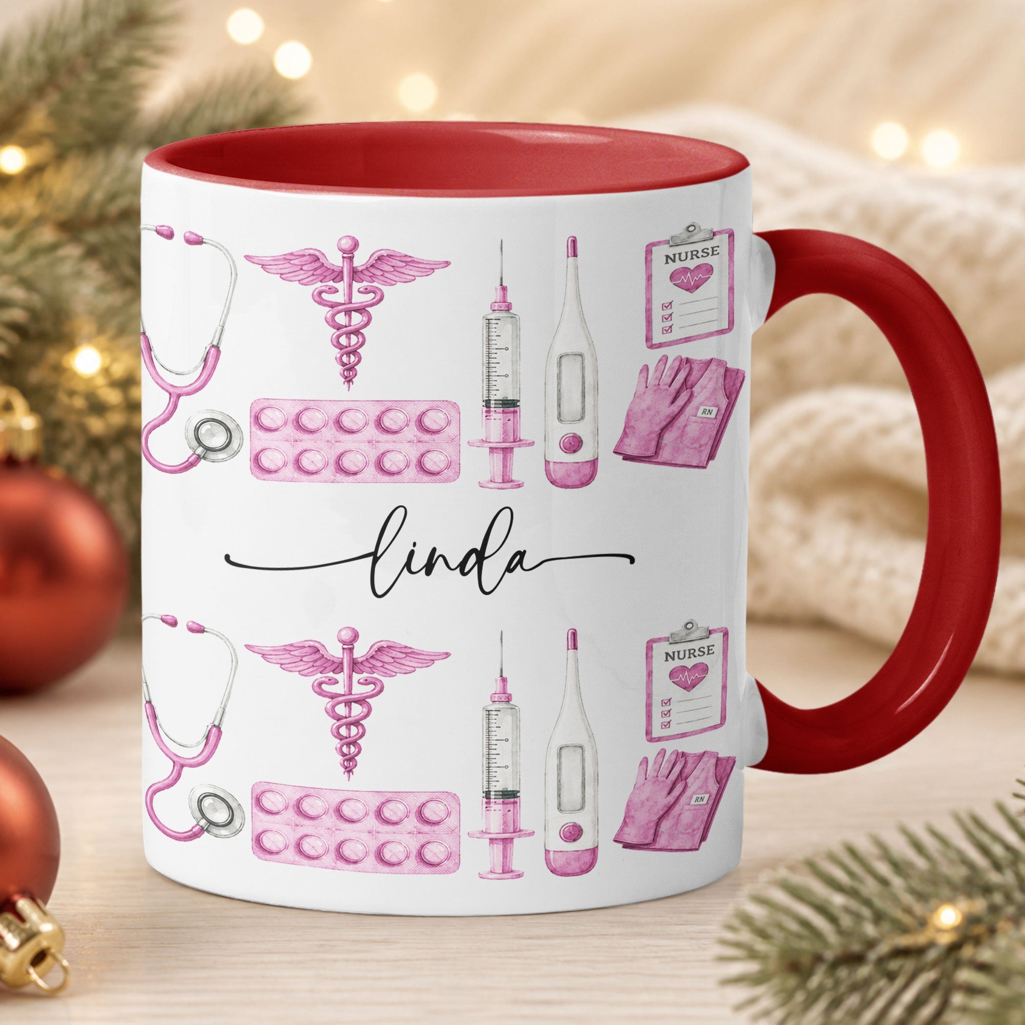 Custom Name Nurse Watercolor Art New Version - Personalized Mug