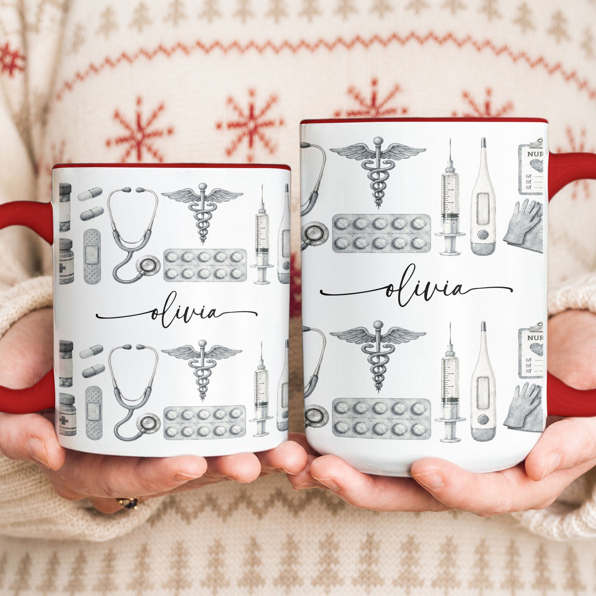 Custom Name Nurse Watercolor Art New Version - Personalized Mug