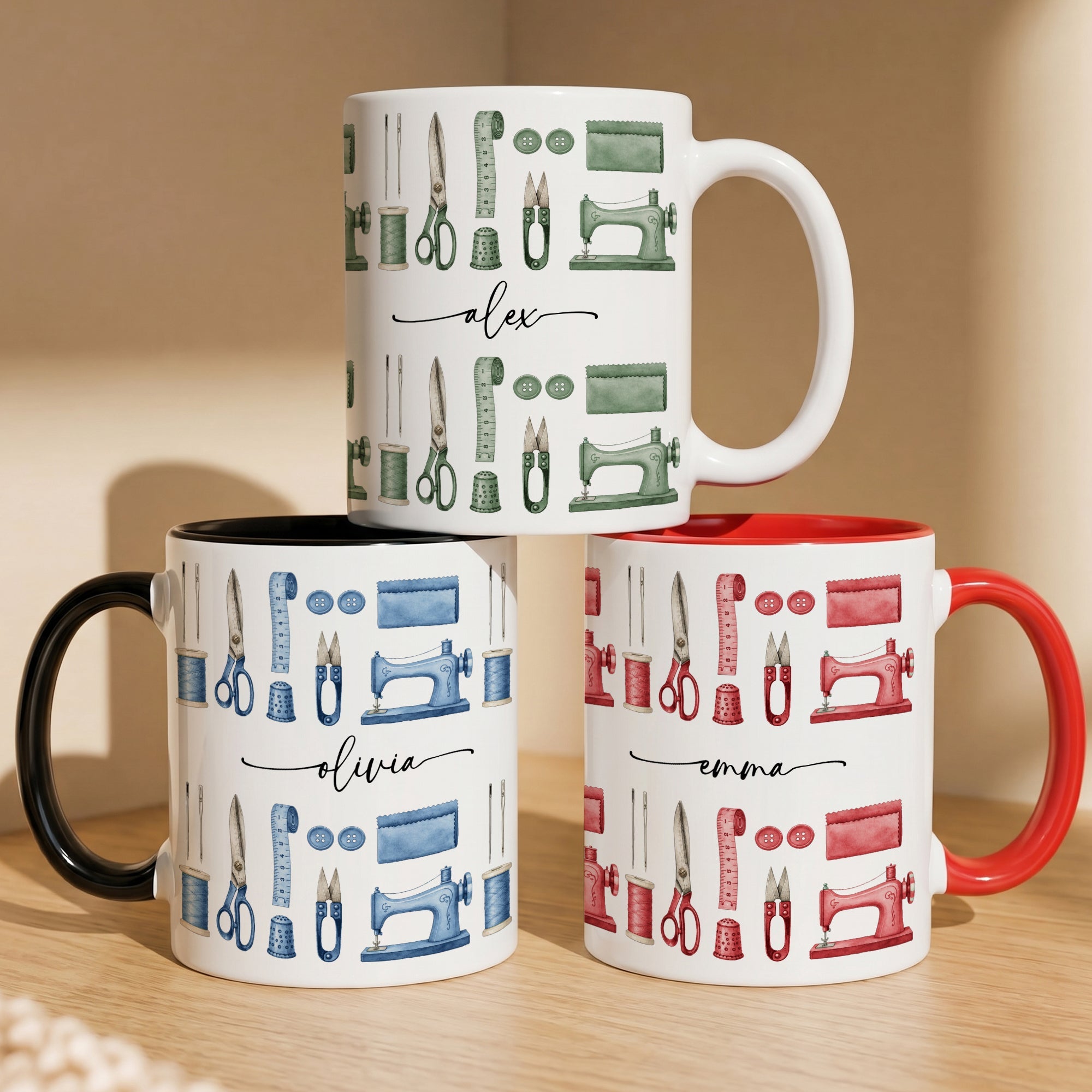 Custom Name Sewing Mug Gifts For Her - Personalized Mug