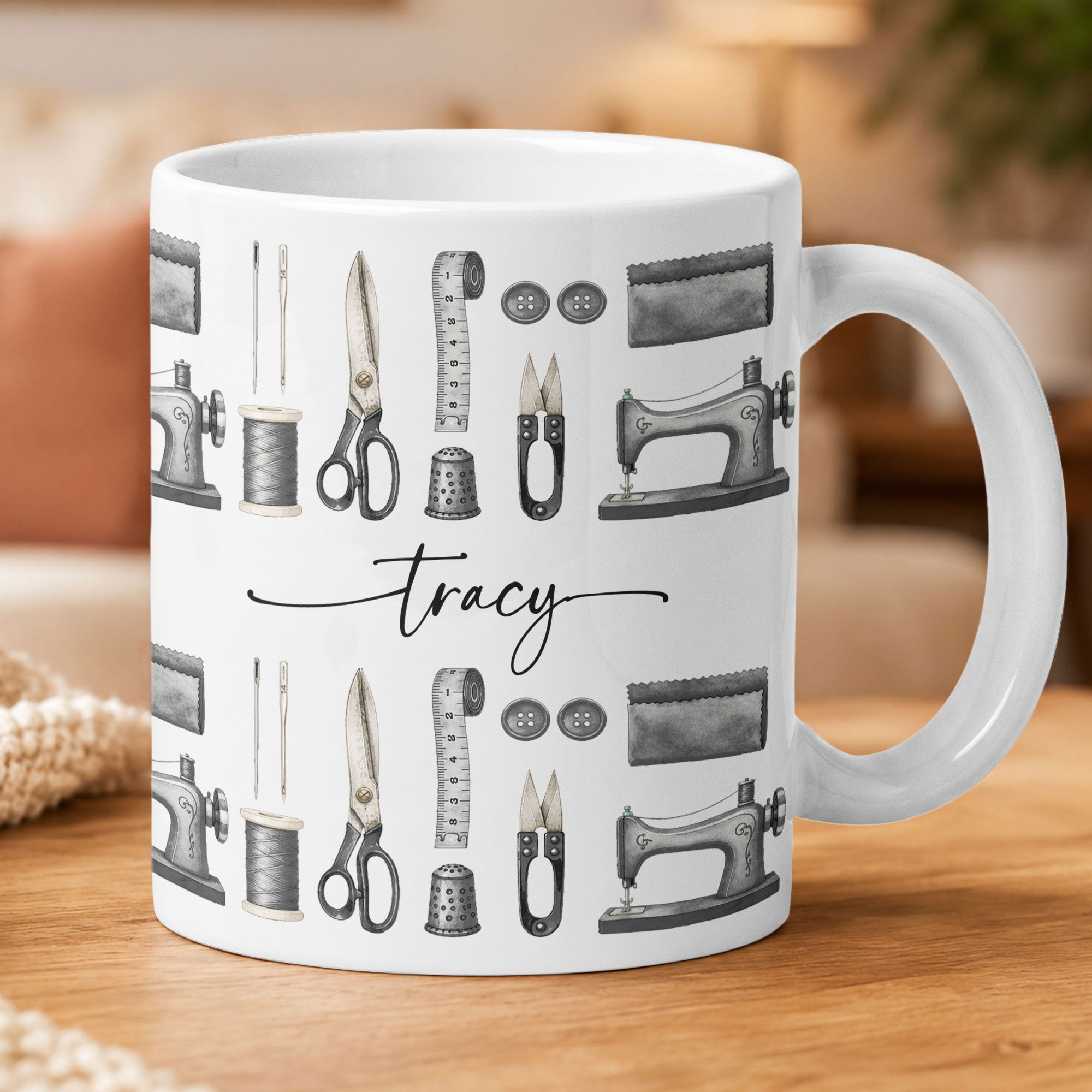 Custom Name Sewing Mug Gifts For Her - Personalized Mug