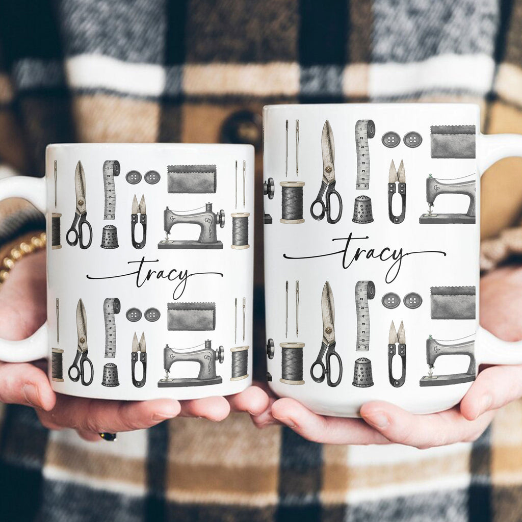 Custom Name Sewing Mug Gifts For Her - Personalized Mug