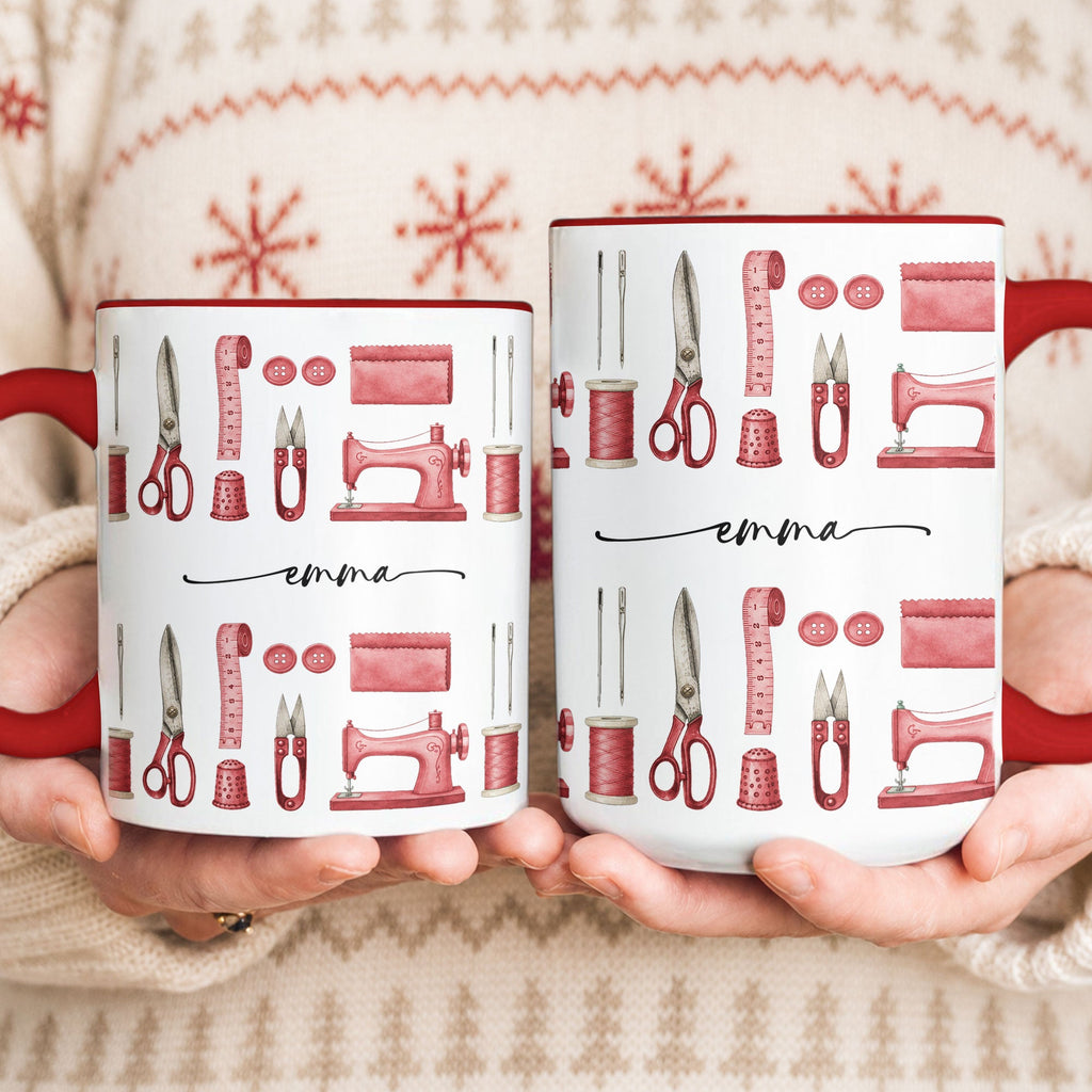 Custom Name Sewing Mug Gifts For Her - Personalized Mug