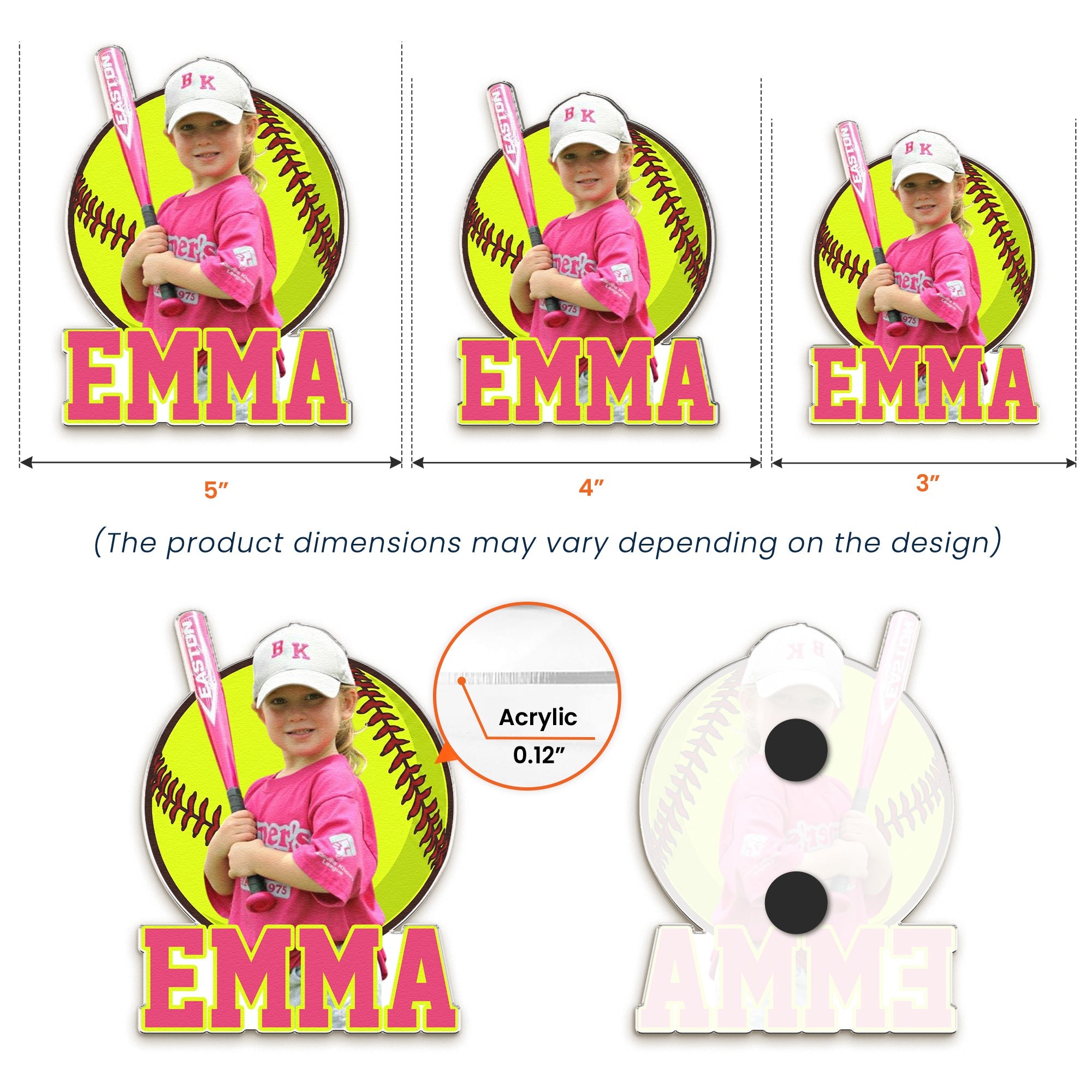 Custom Name & Sports, Baseball, Basketball, Hockey, Football Soccer Player, Fans - Personalized Magnet