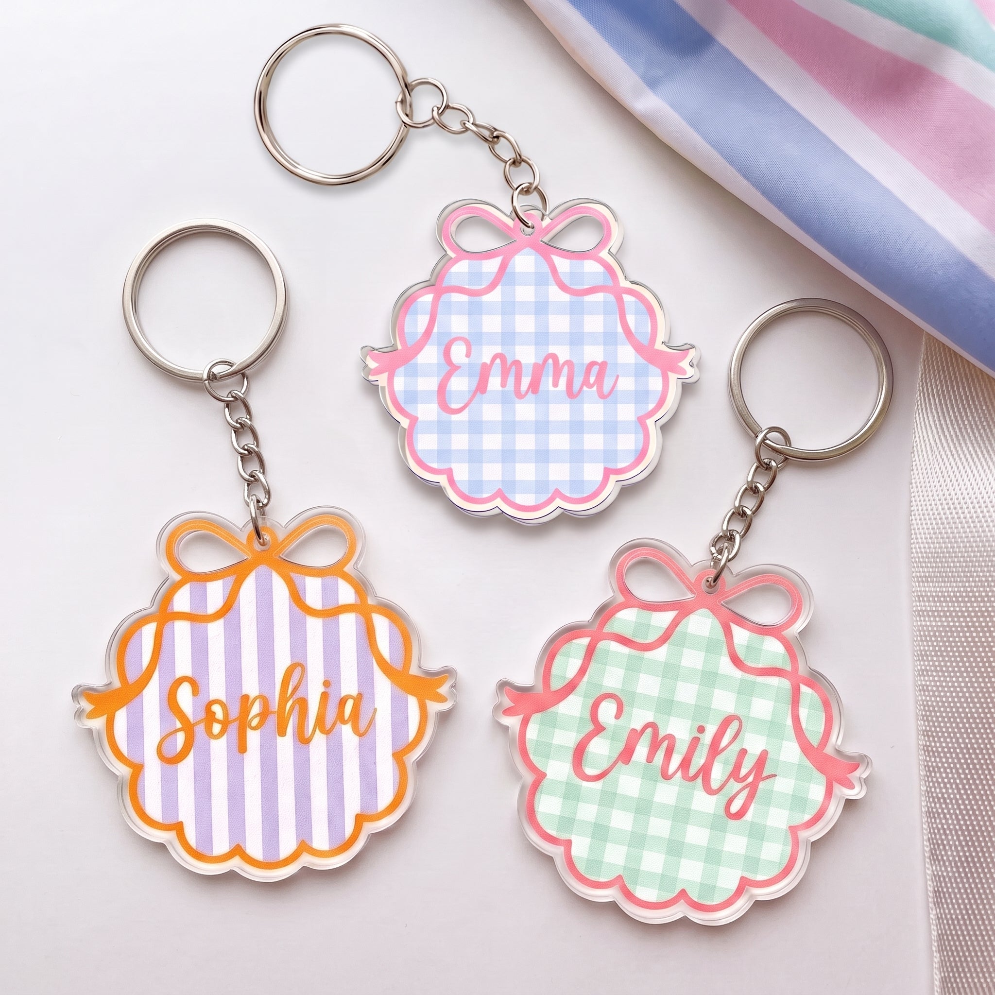 Custom Name Striped Pattern Back To School Gifts - Personalized Keychain
