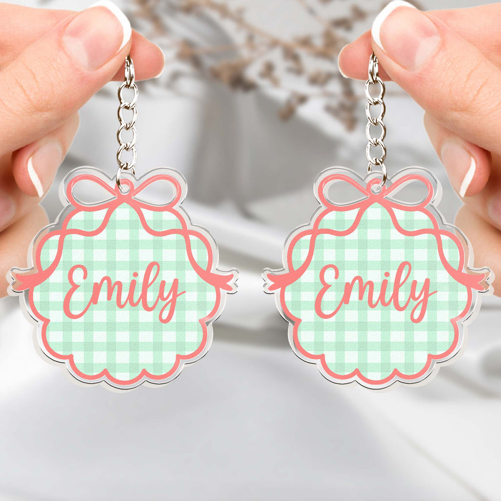 Custom Name Striped Pattern Back To School Gifts - Personalized Keychain