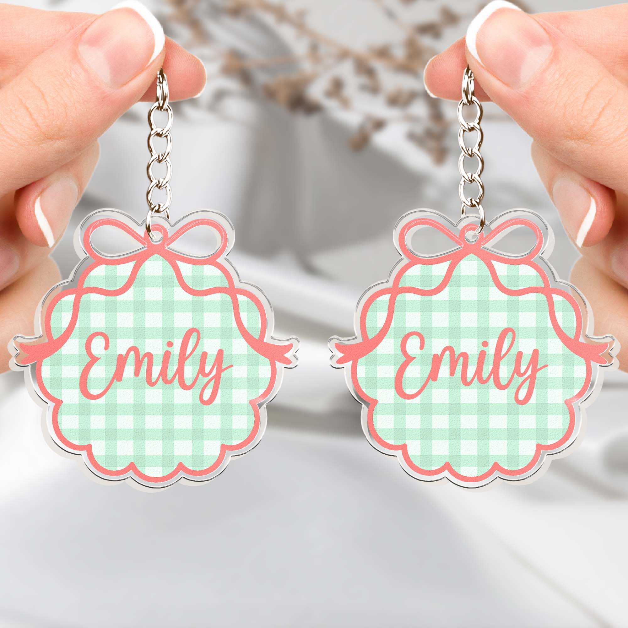 Custom Name Striped Pattern Back To School Gifts - Personalized Keychain