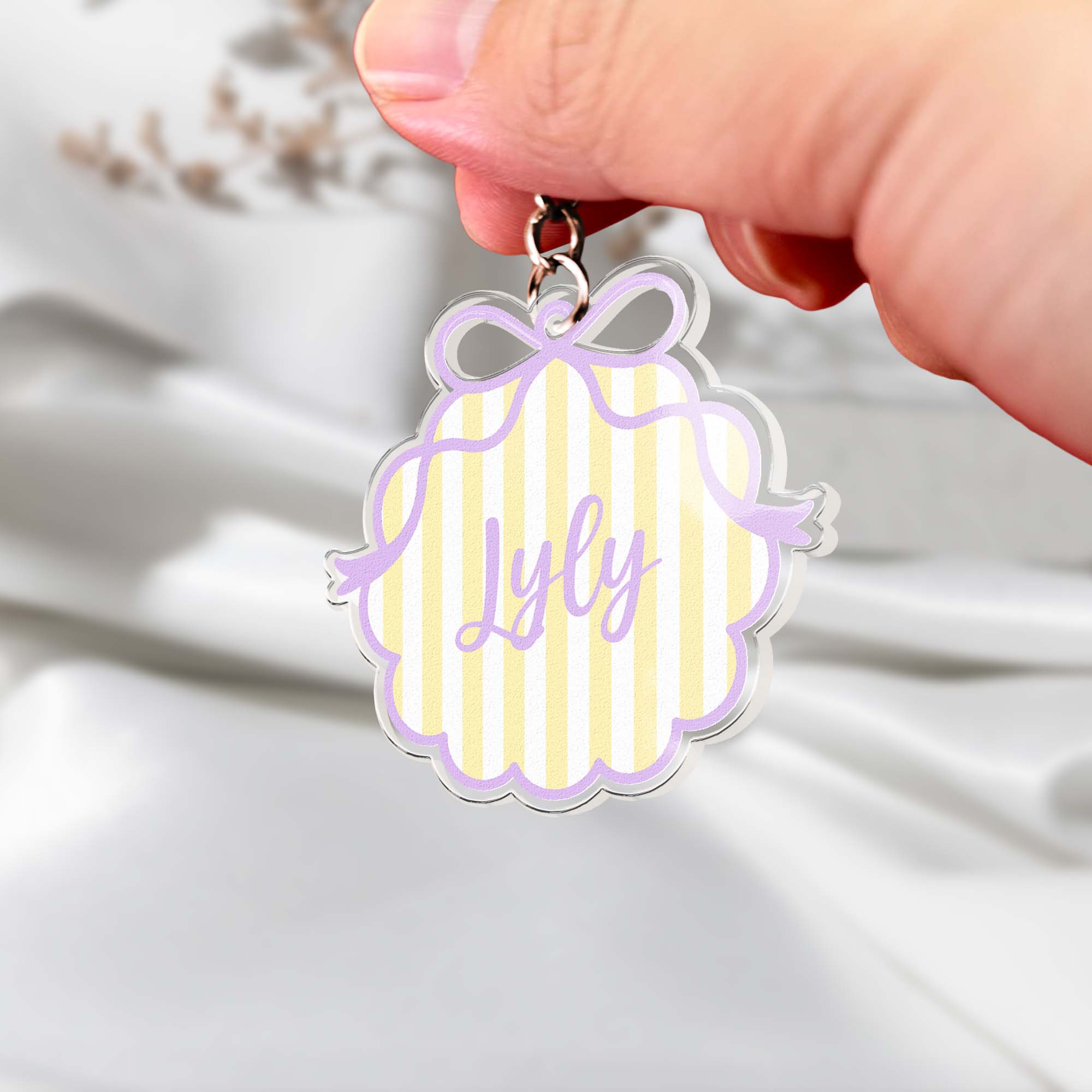 Custom Name Striped Pattern Back To School Gifts - Personalized Keychain