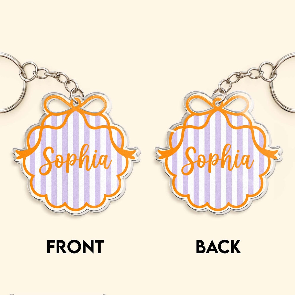 Custom Name Striped Pattern Back To School Gifts - Personalized Keychain