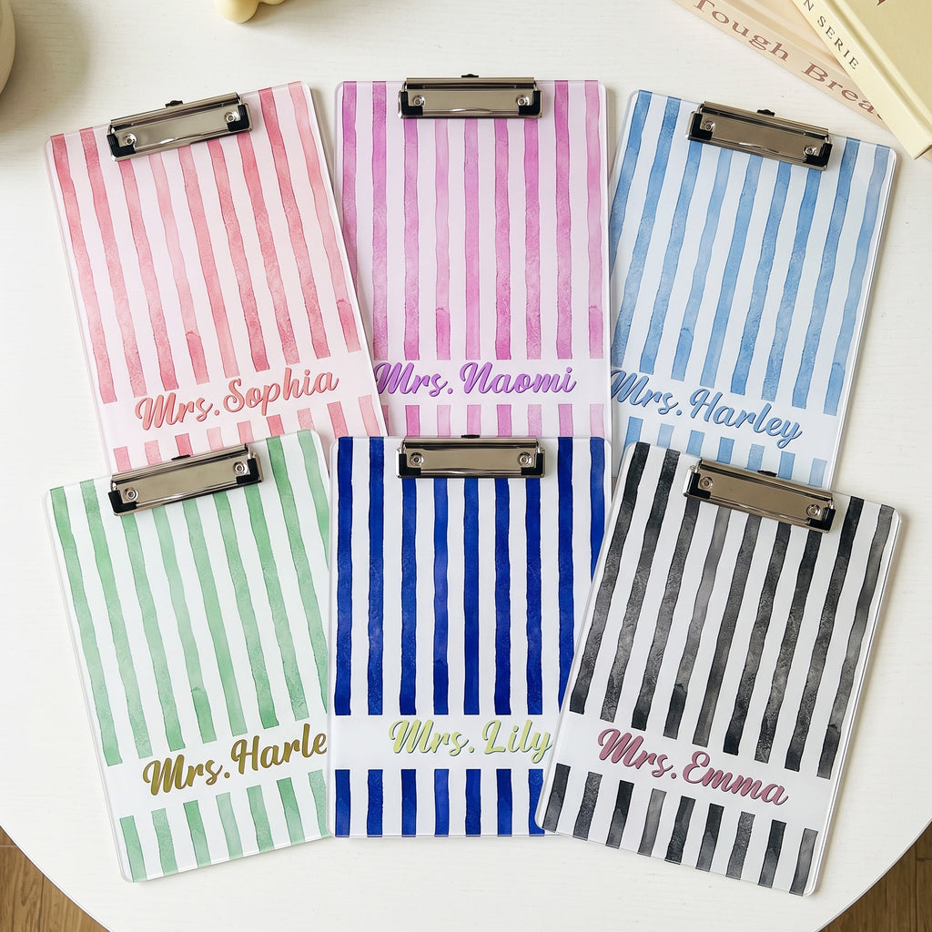 Custom Name Striped Pattern Colorful Back To School Gifts For Teacher - Personalized Clipboard