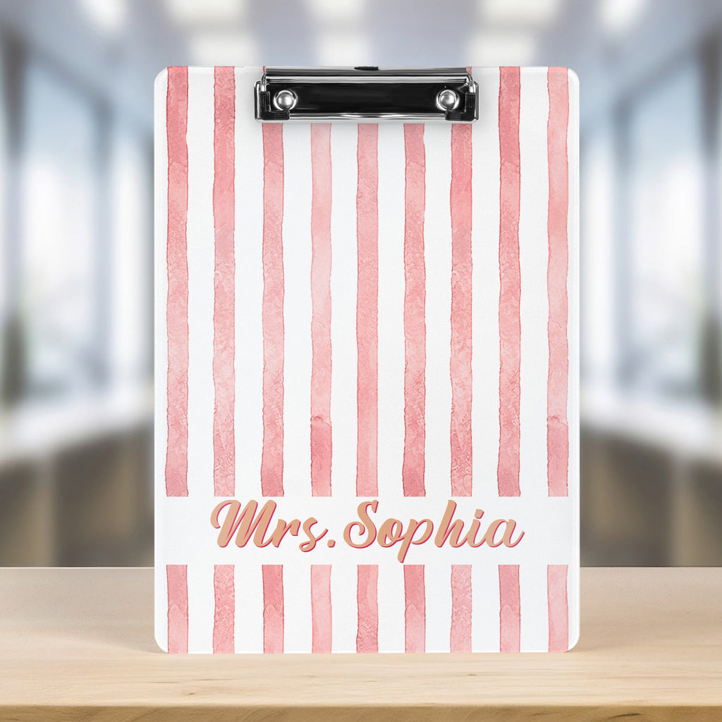 Custom Name Striped Pattern Colorful Back To School Gifts For Teacher - Personalized Clipboard
