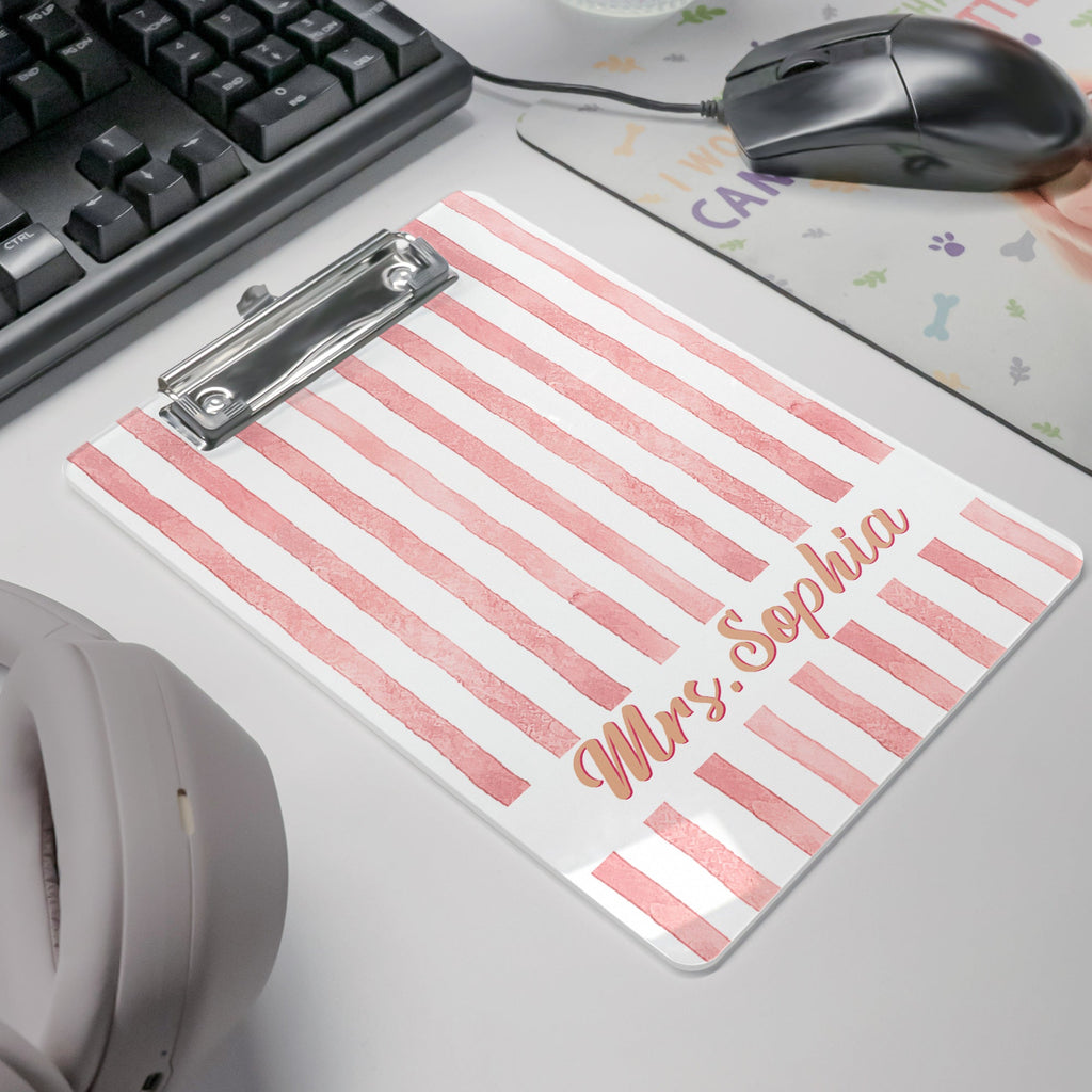 Custom Name Striped Pattern Colorful Back To School Gifts For Teacher - Personalized Clipboard