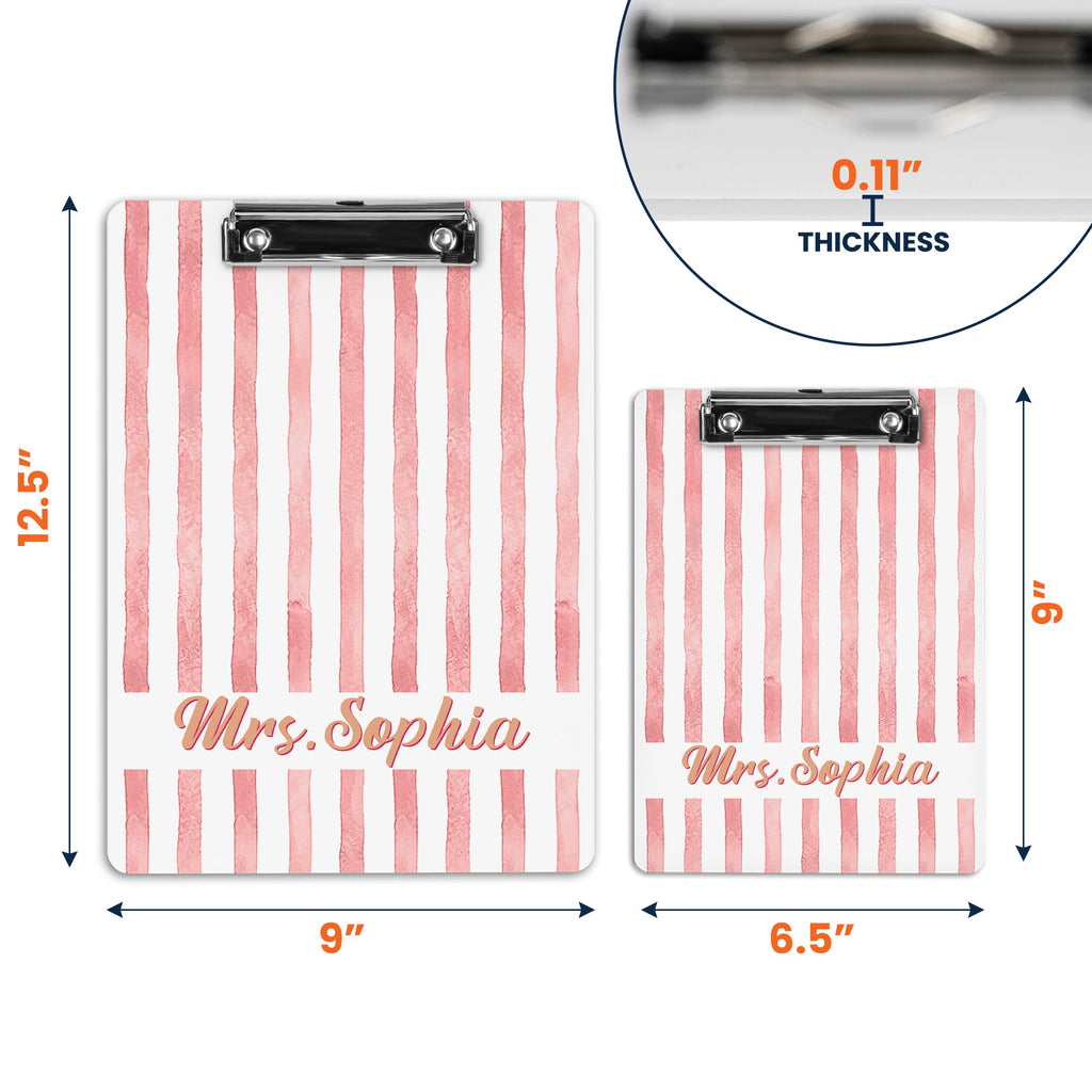 Custom Name Striped Pattern Colorful Back To School Gifts For Teacher - Personalized Clipboard