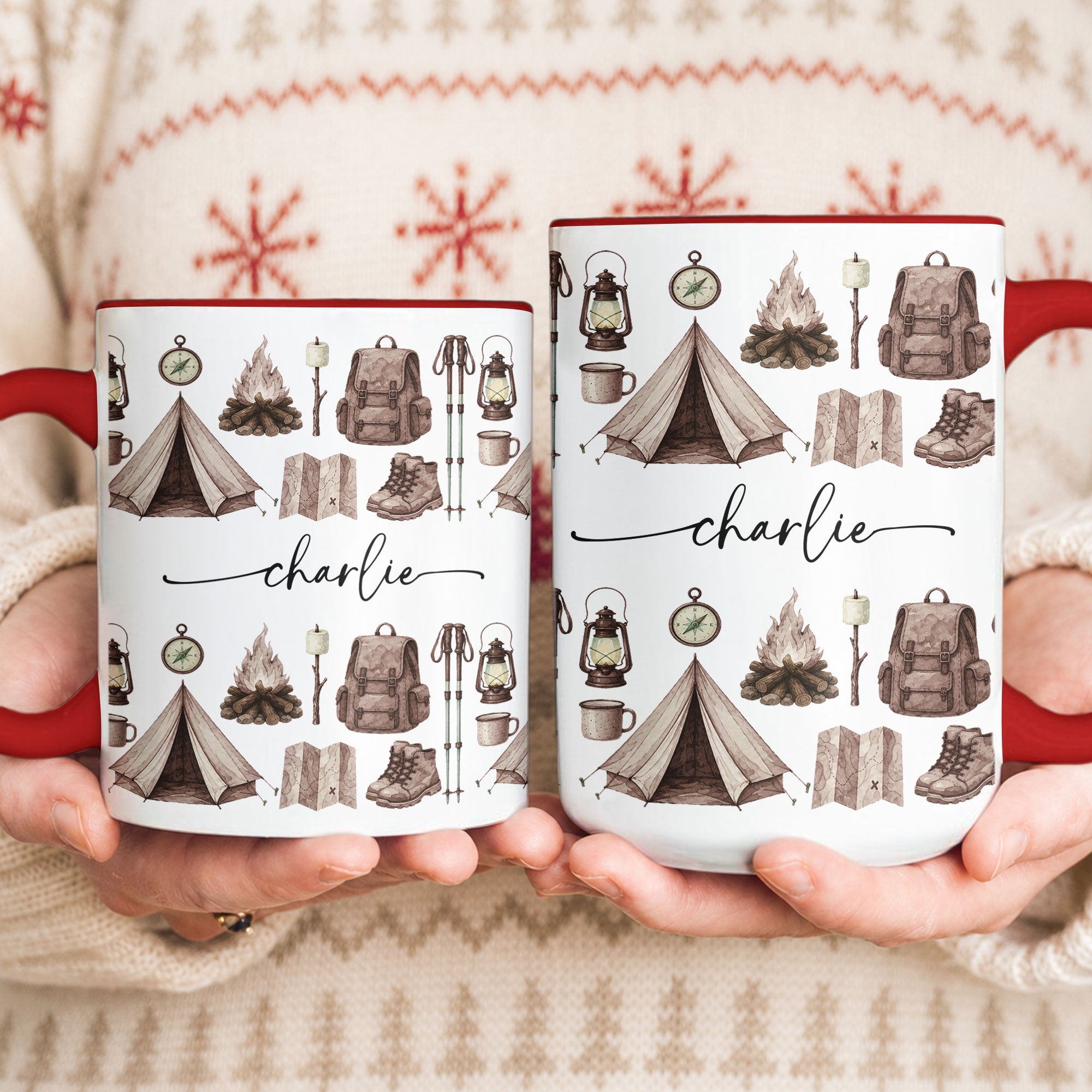 Custom Name Watercolor Camping Mug - Personalized Mug