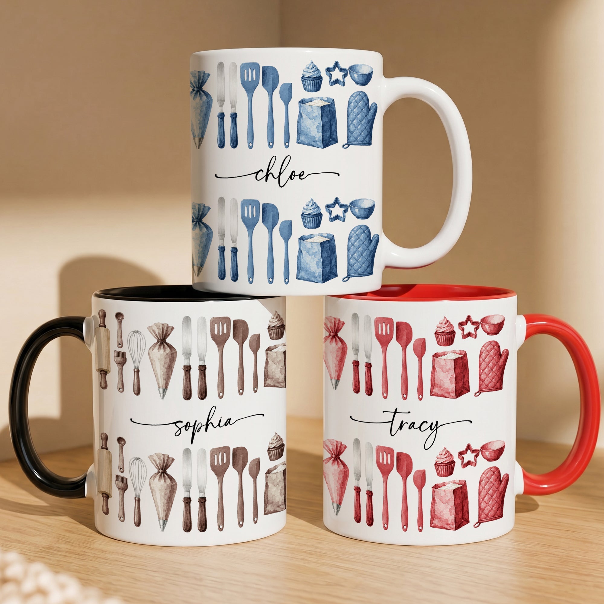 Custom Name Watercolor New Version Baking Mug - Personalized Mug