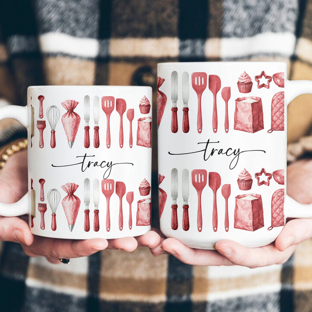 Custom Name Watercolor New Version Baking Mug - Personalized Mug