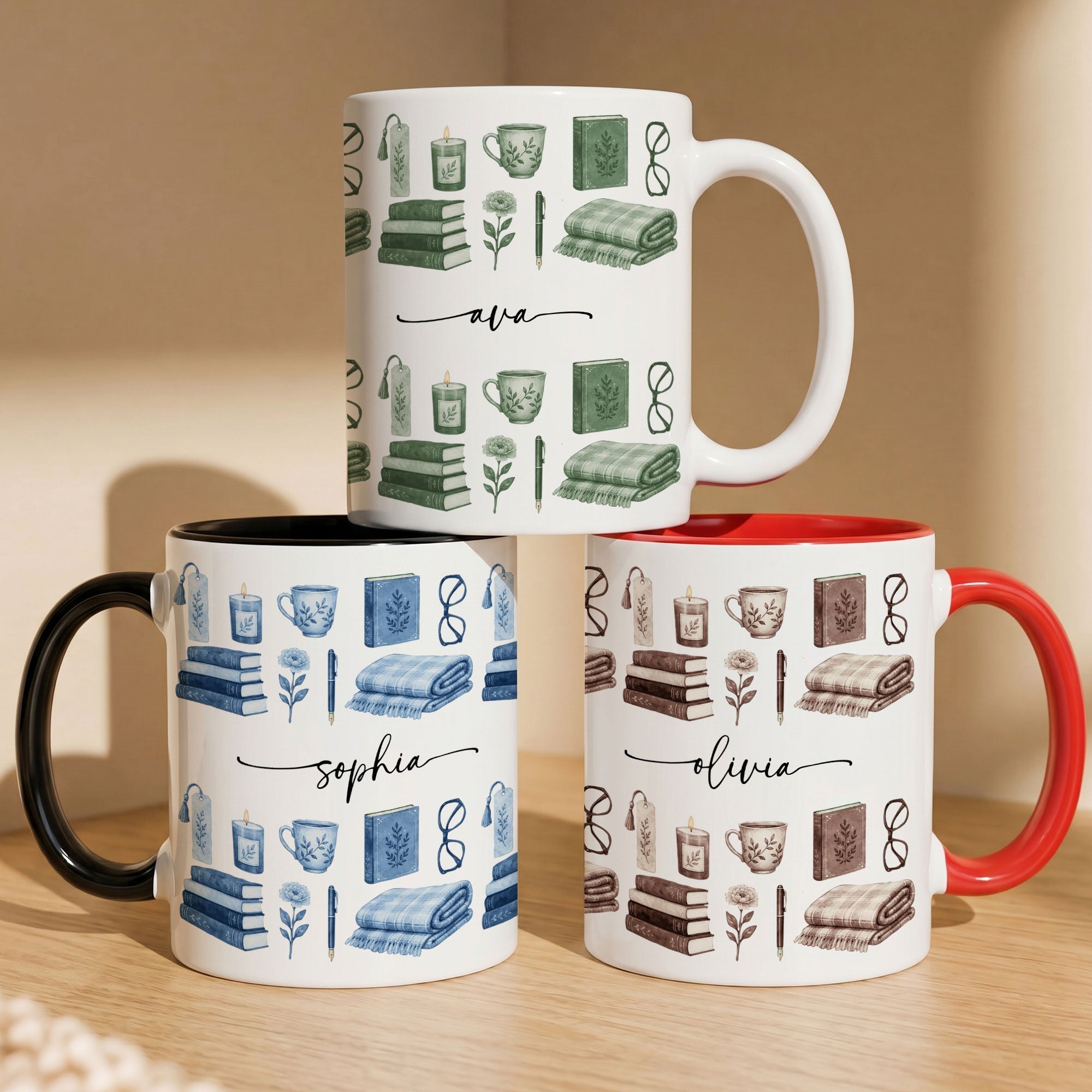Custom Name Watercolor Style Book Lovers Book Club Gift - Personalized Mug