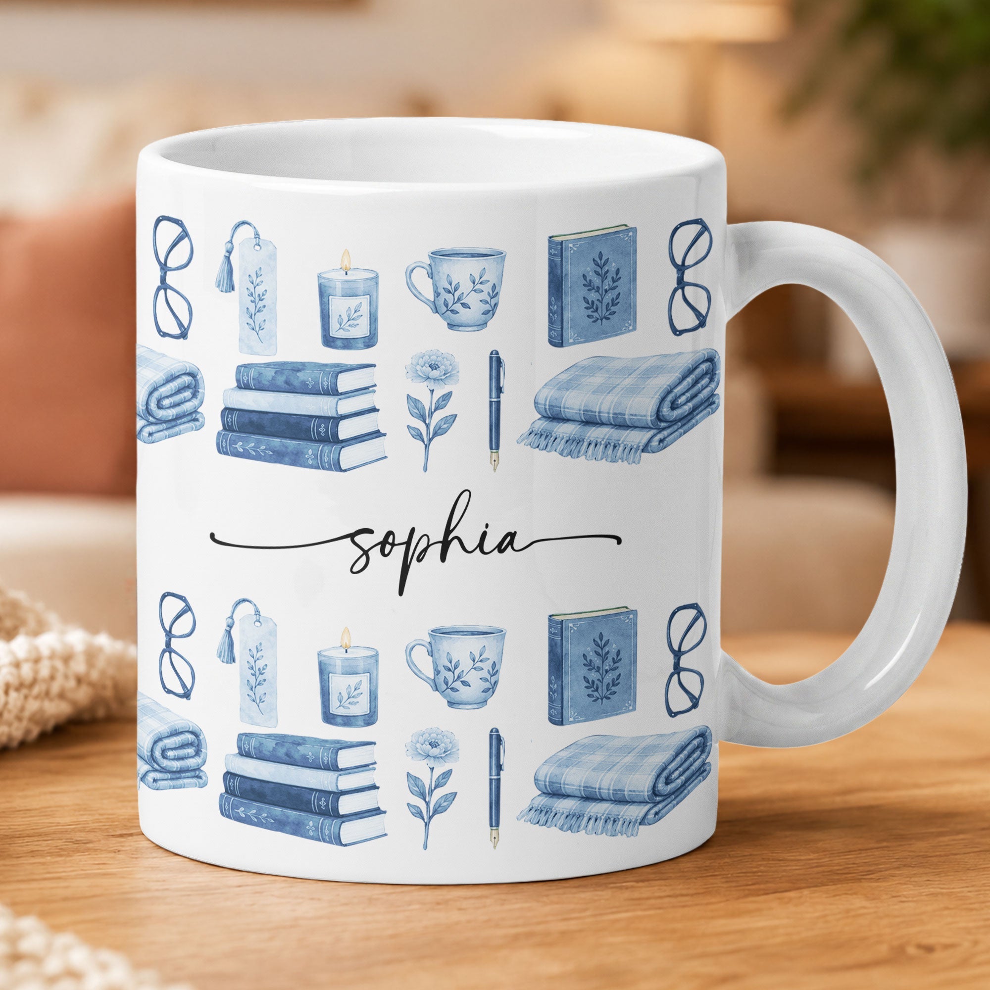 Custom Name Watercolor Style Book Lovers Book Club Gift - Personalized Mug