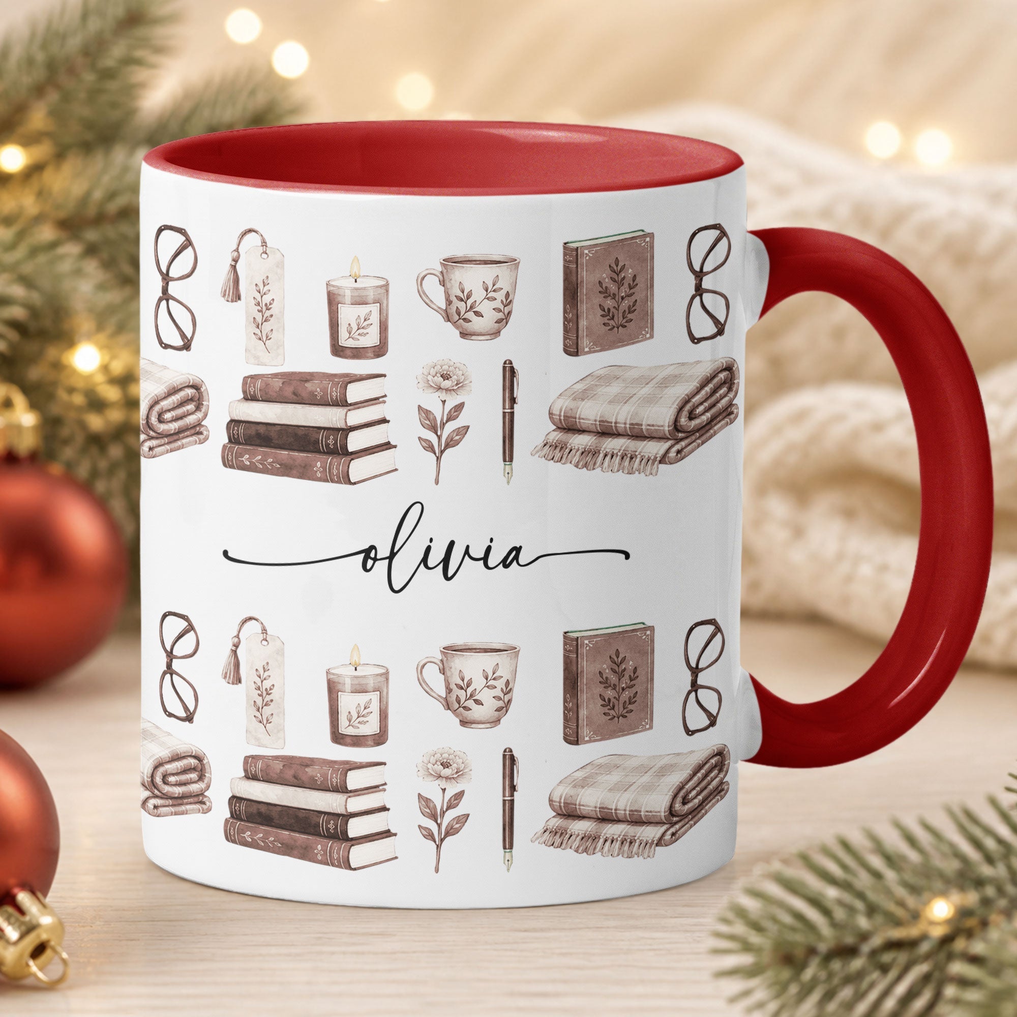 Custom Name Watercolor Style Book Lovers Book Club Gift - Personalized Mug