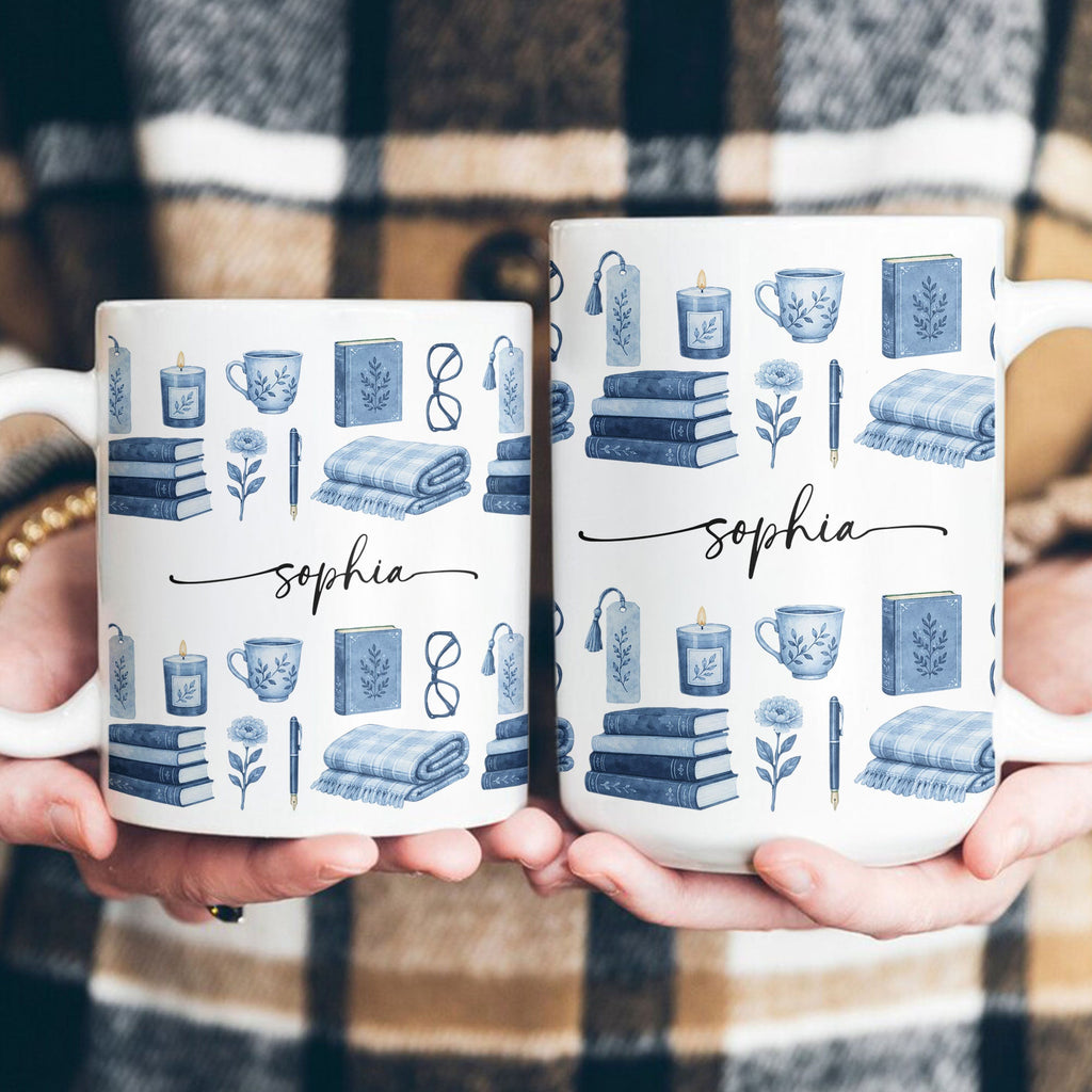 Custom Name Watercolor Style Book Lovers Book Club Gift - Personalized Mug