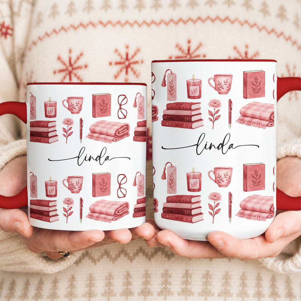 Custom Name Watercolor Style Book Lovers Book Club Gift - Personalized Mug
