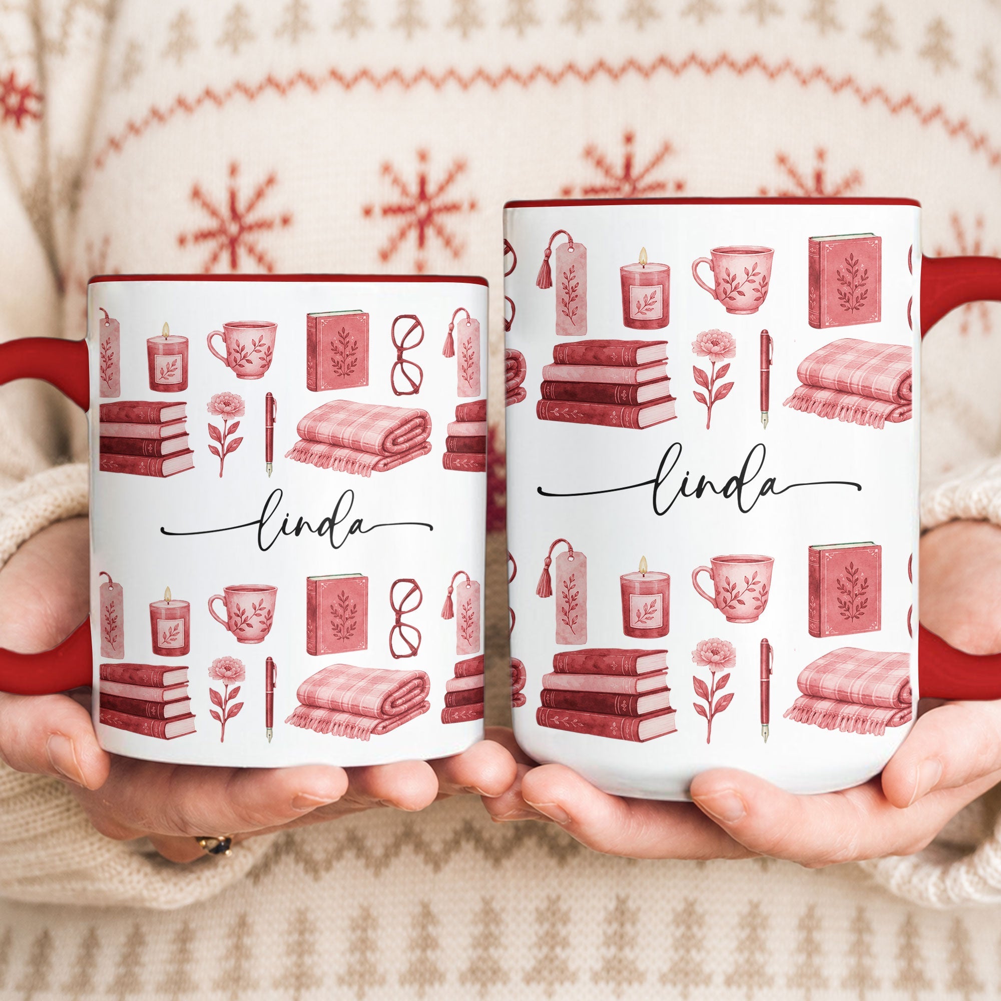 Custom Name Watercolor Style Book Lovers Book Club Gift - Personalized Mug