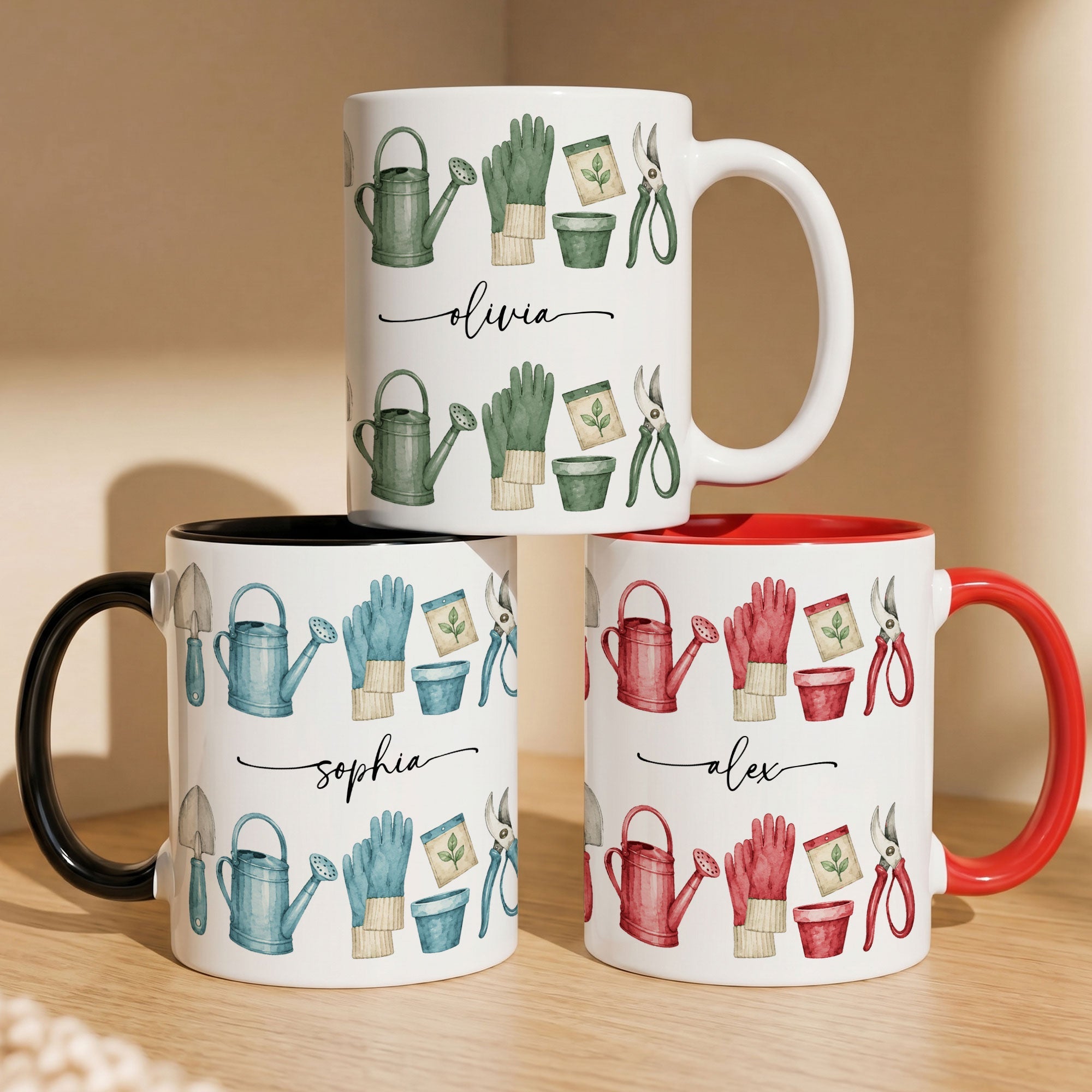Custom Name Watercolor Style Gardening Mug - Personalized Mug