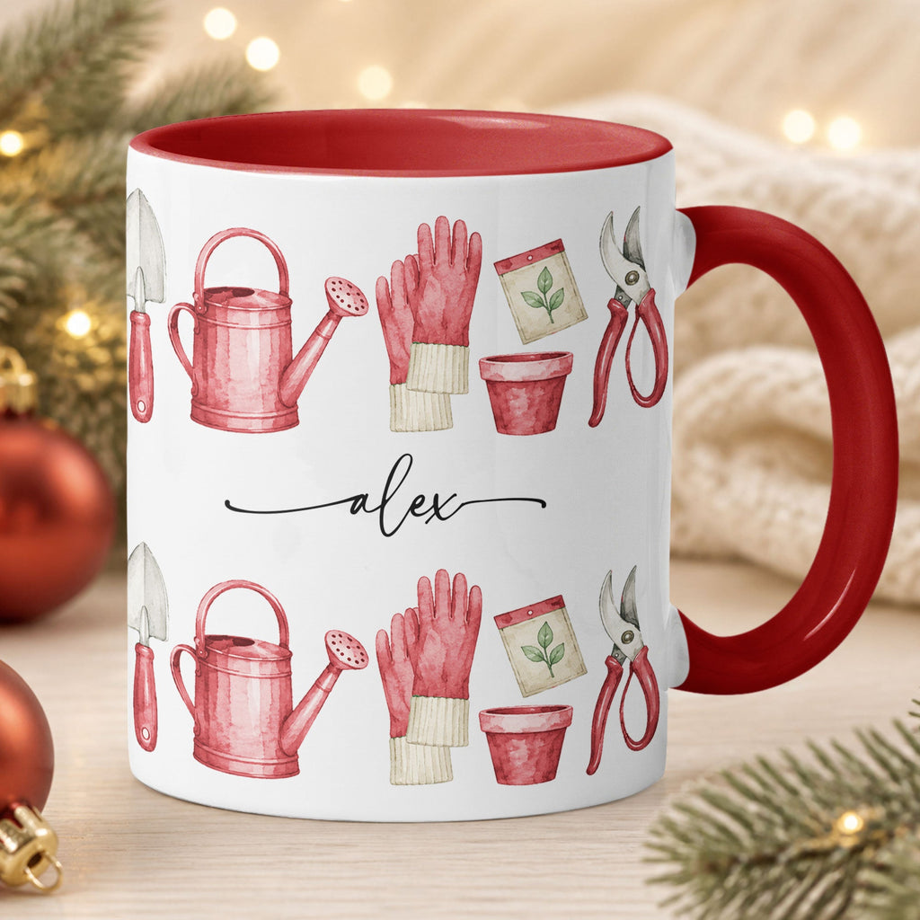 Custom Name Watercolor Style Gardening Mug - Personalized Mug