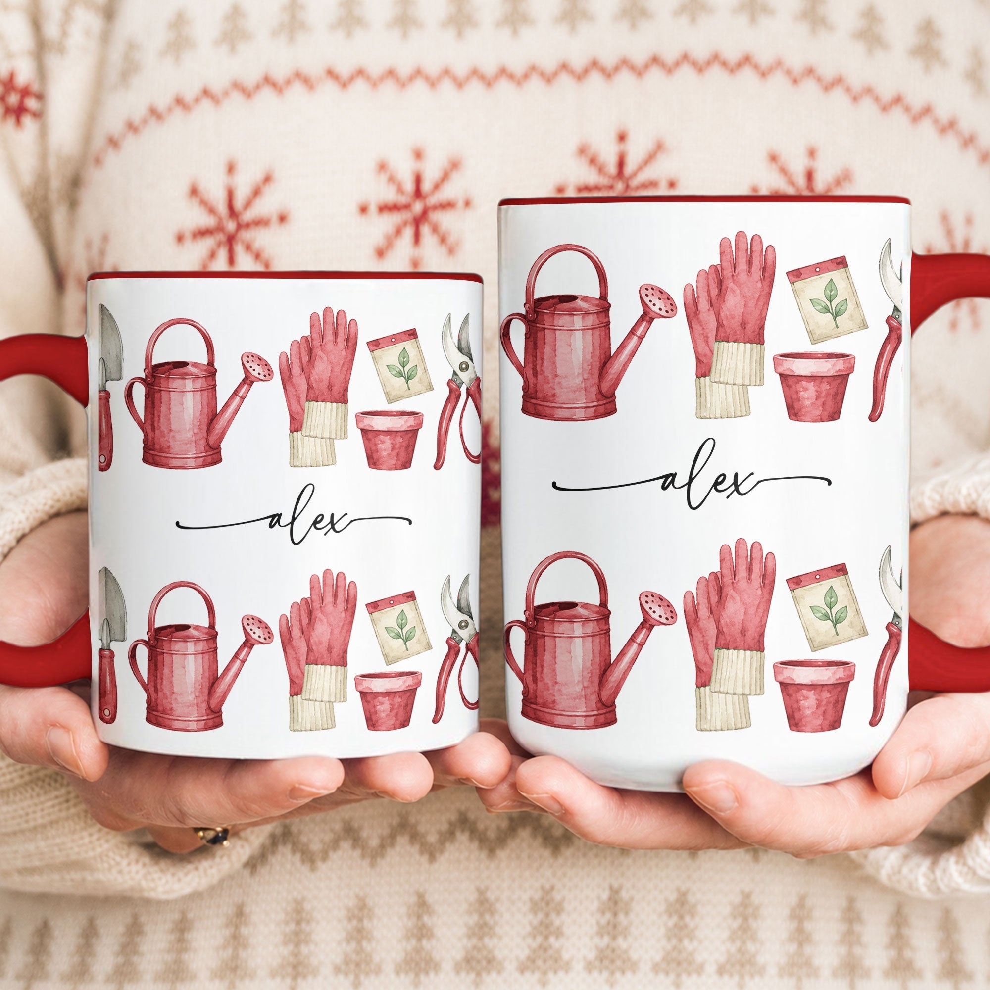 Custom Name Watercolor Style Gardening Mug - Personalized Mug