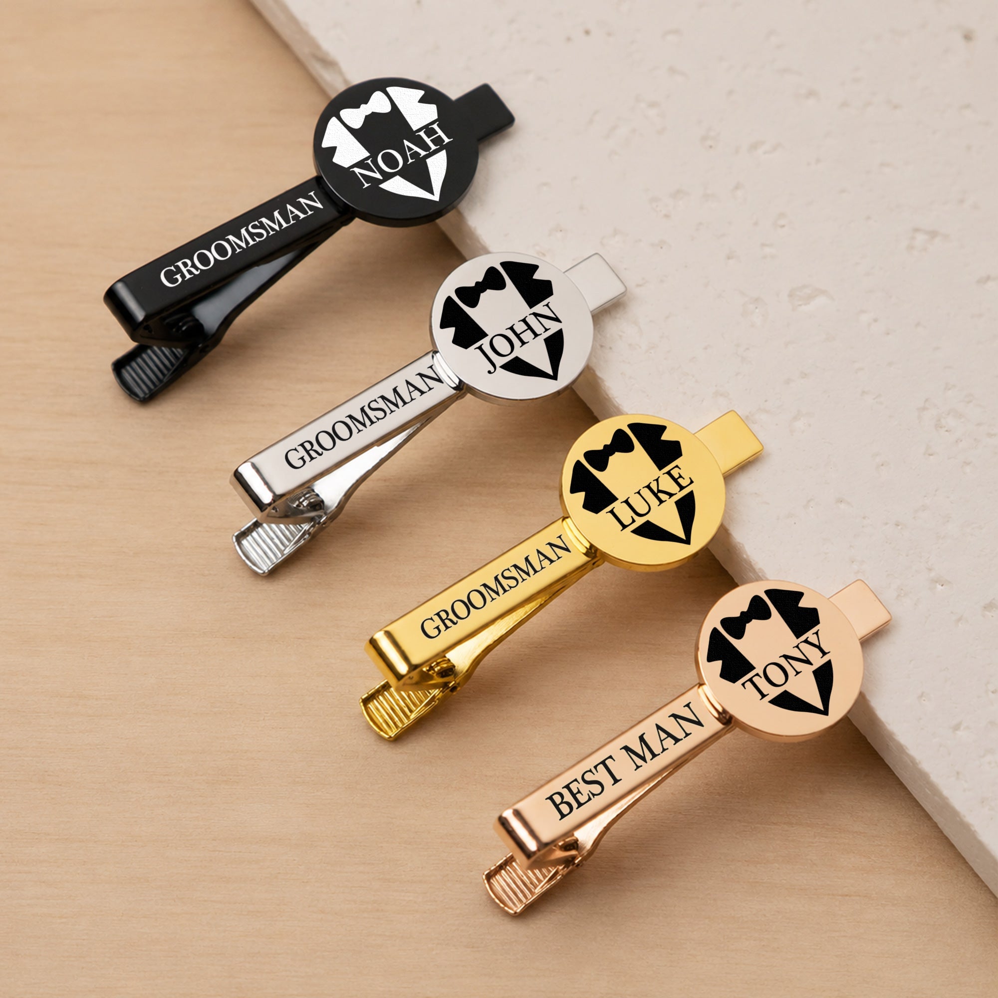 Custom Name Wedding Gifts For Groomsman, Best Man - Personalized Tie Clip
