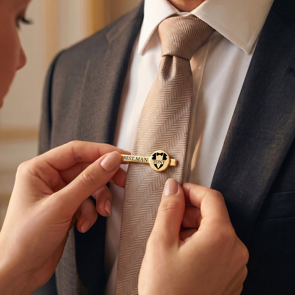 Custom Name Wedding Gifts For Groomsman, Best Man - Personalized Tie Clip