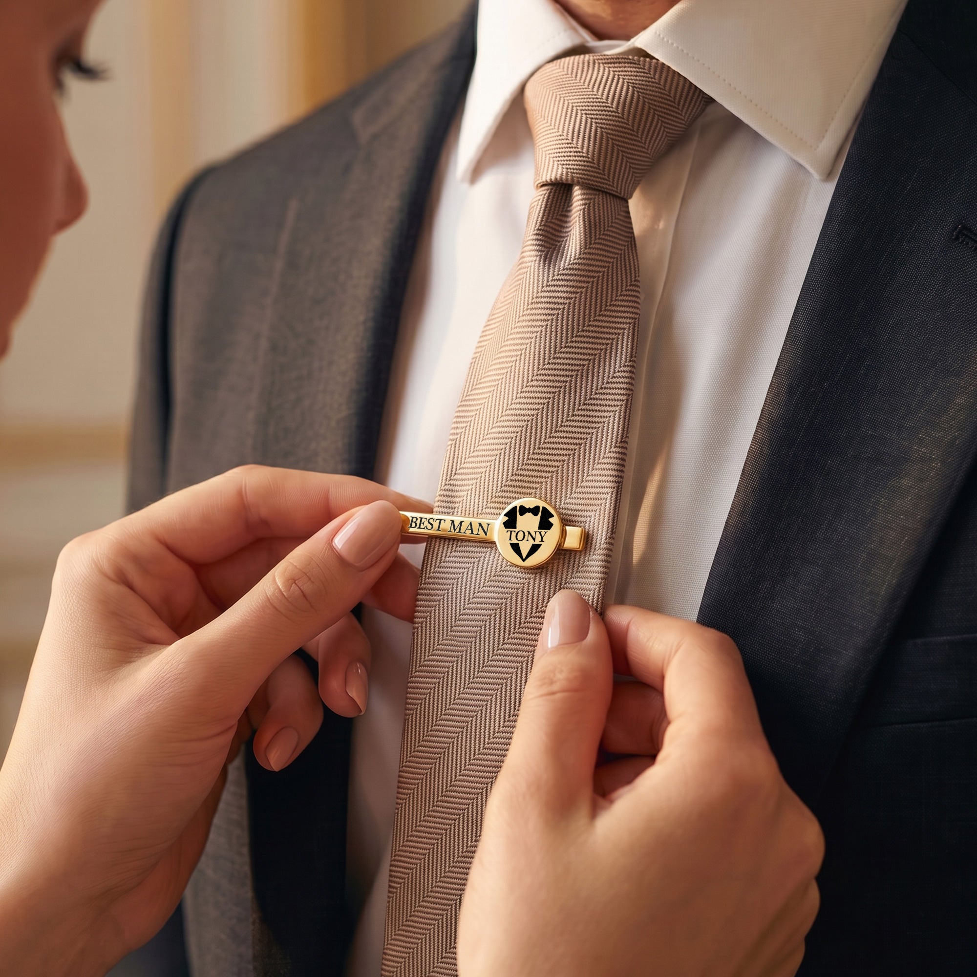 Custom Name Wedding Gifts For Groomsman, Best Man - Personalized Tie Clip