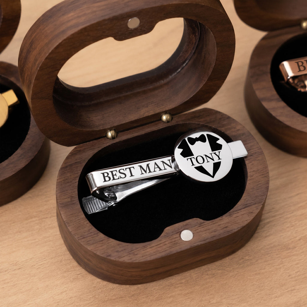 Custom Name Wedding Gifts For Groomsman, Best Man - Personalized Tie Clip