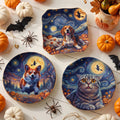 Custom Pet Dog Cat Portrait Halloween Van Gogh Style - Personalized Jewelry Dish