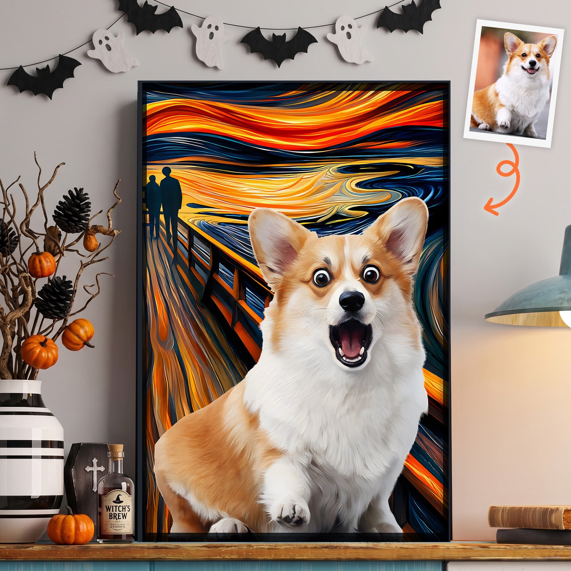 Custom Pet, Family, Friend Photo Funny Scream Halloween Art - Personalized Poster